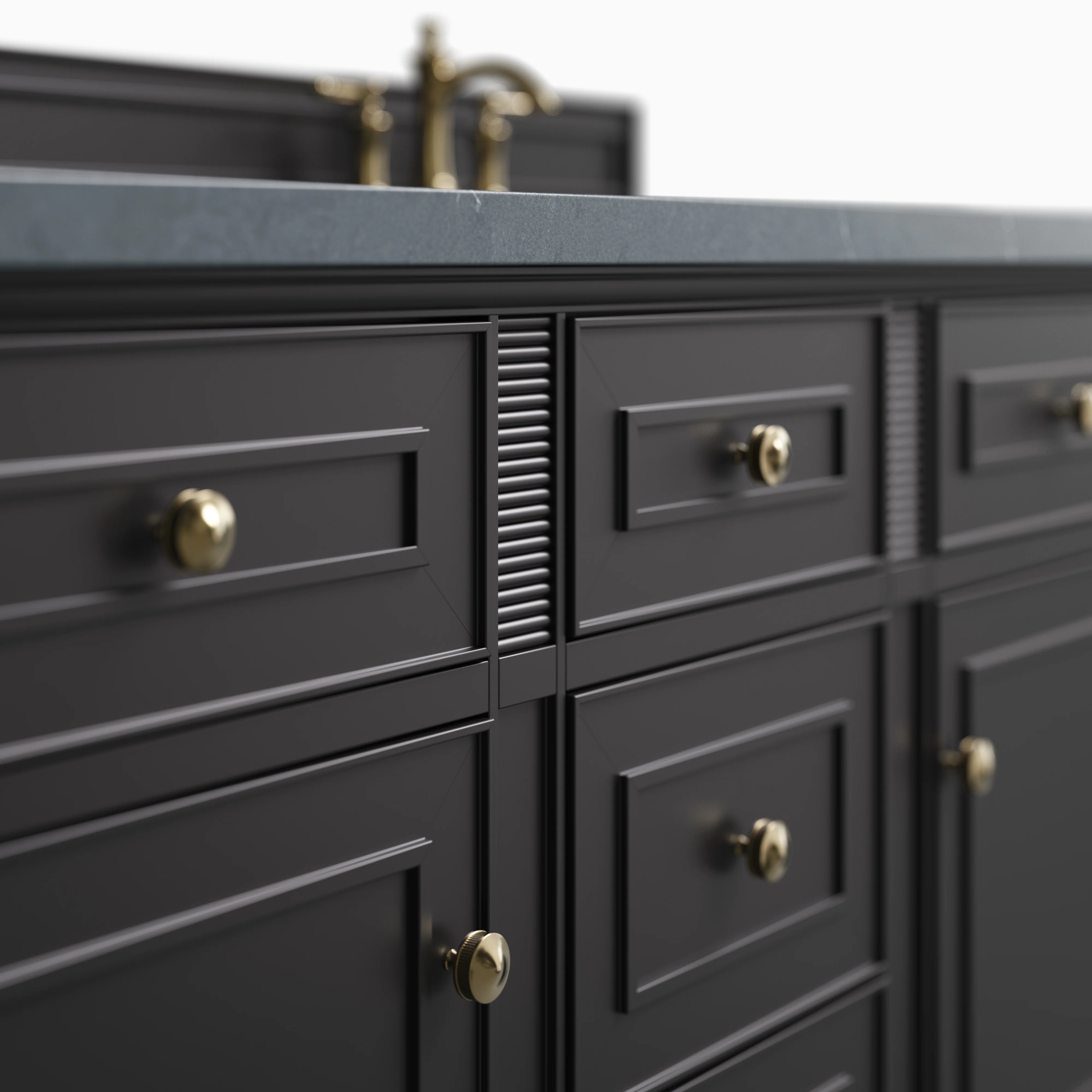 Elodie 60" Double Vanity in Black Onyx with 3 cm Charcoal Soapstone Quartz Top - Image 5