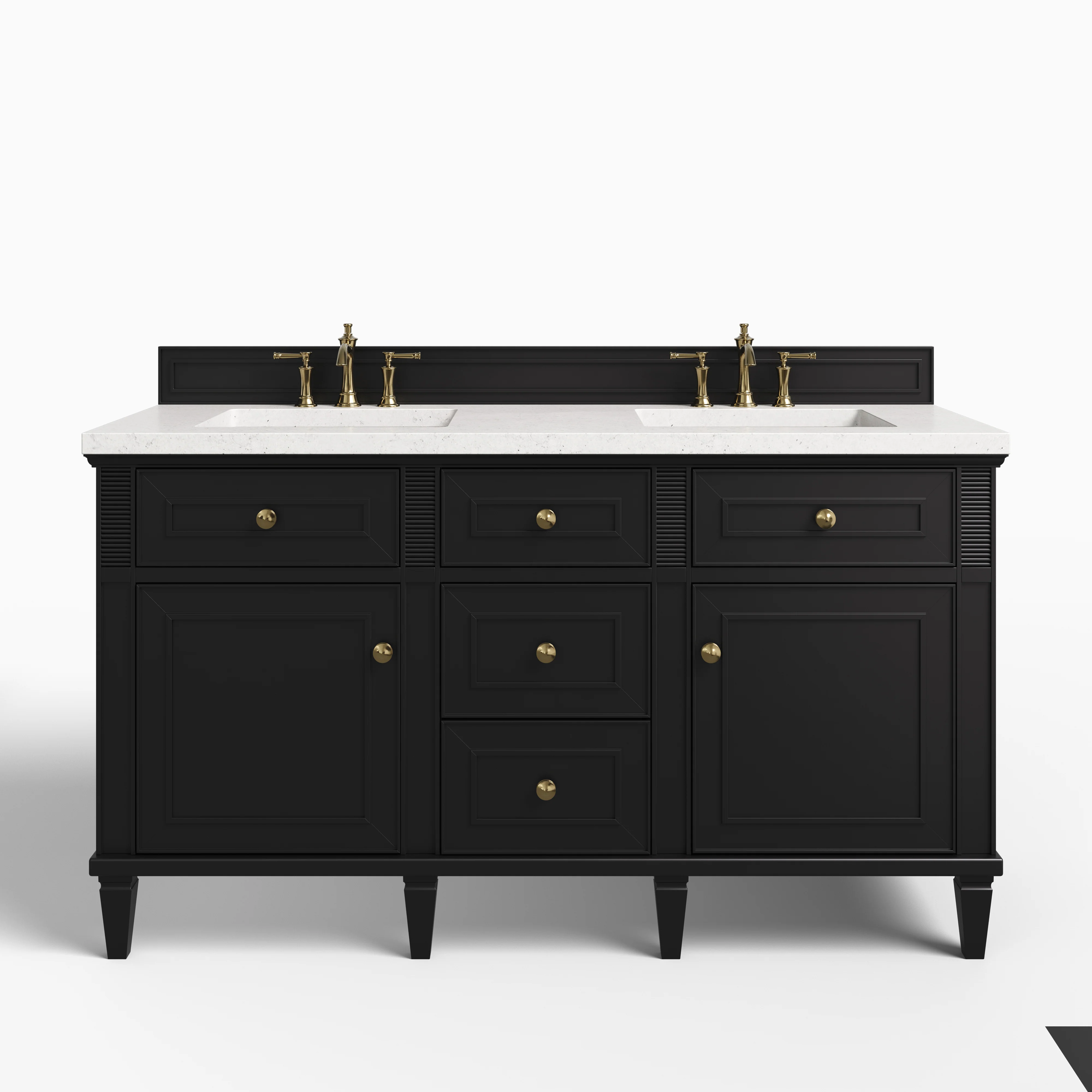 Elodie 60" Double Vanity in Black Onyx with 3 cm Lime Delight Quartz Top