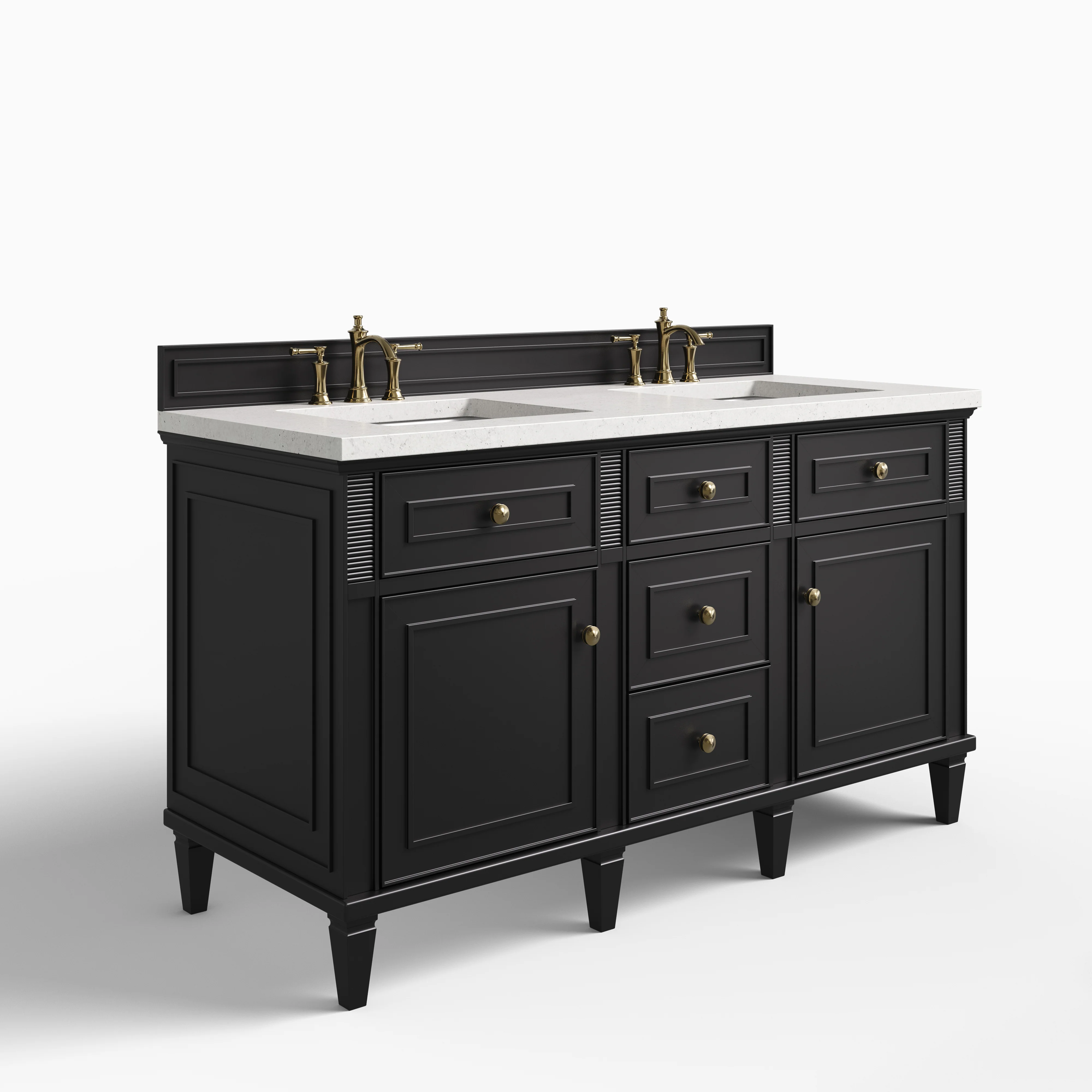 Elodie 60" Double Vanity in Black Onyx with 3 cm Lime Delight Quartz Top - Image 2