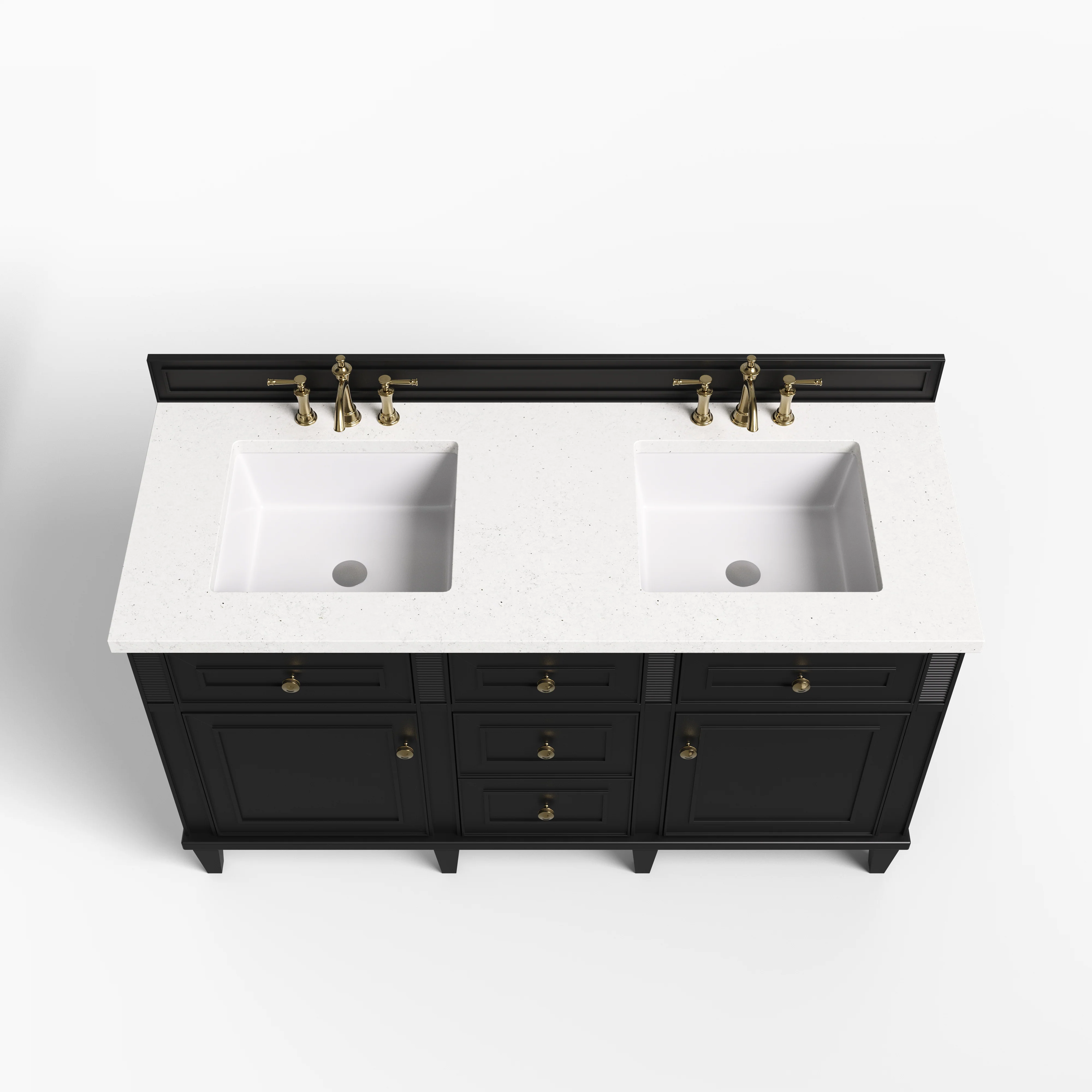 Elodie 60" Double Vanity in Black Onyx with 3 cm Lime Delight Quartz Top - Image 3