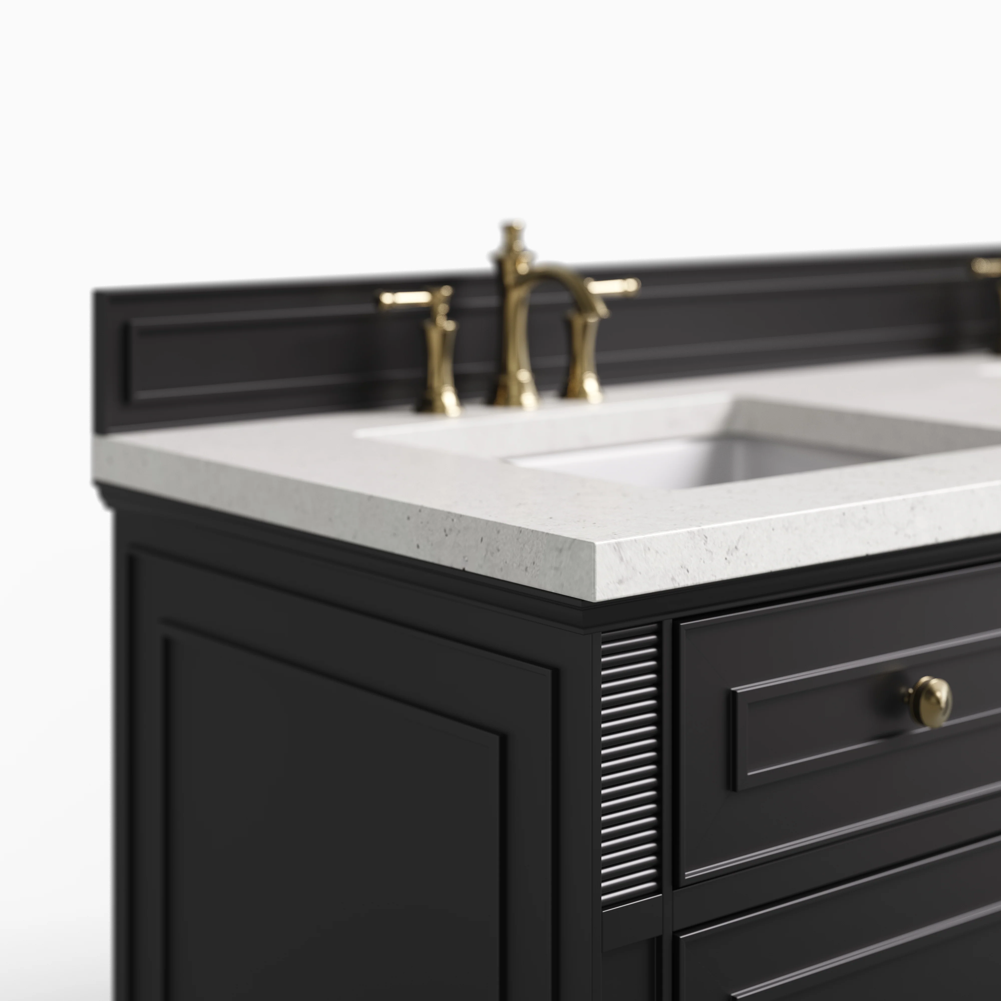Elodie 60" Double Vanity in Black Onyx with 3 cm Lime Delight Quartz Top - Image 4