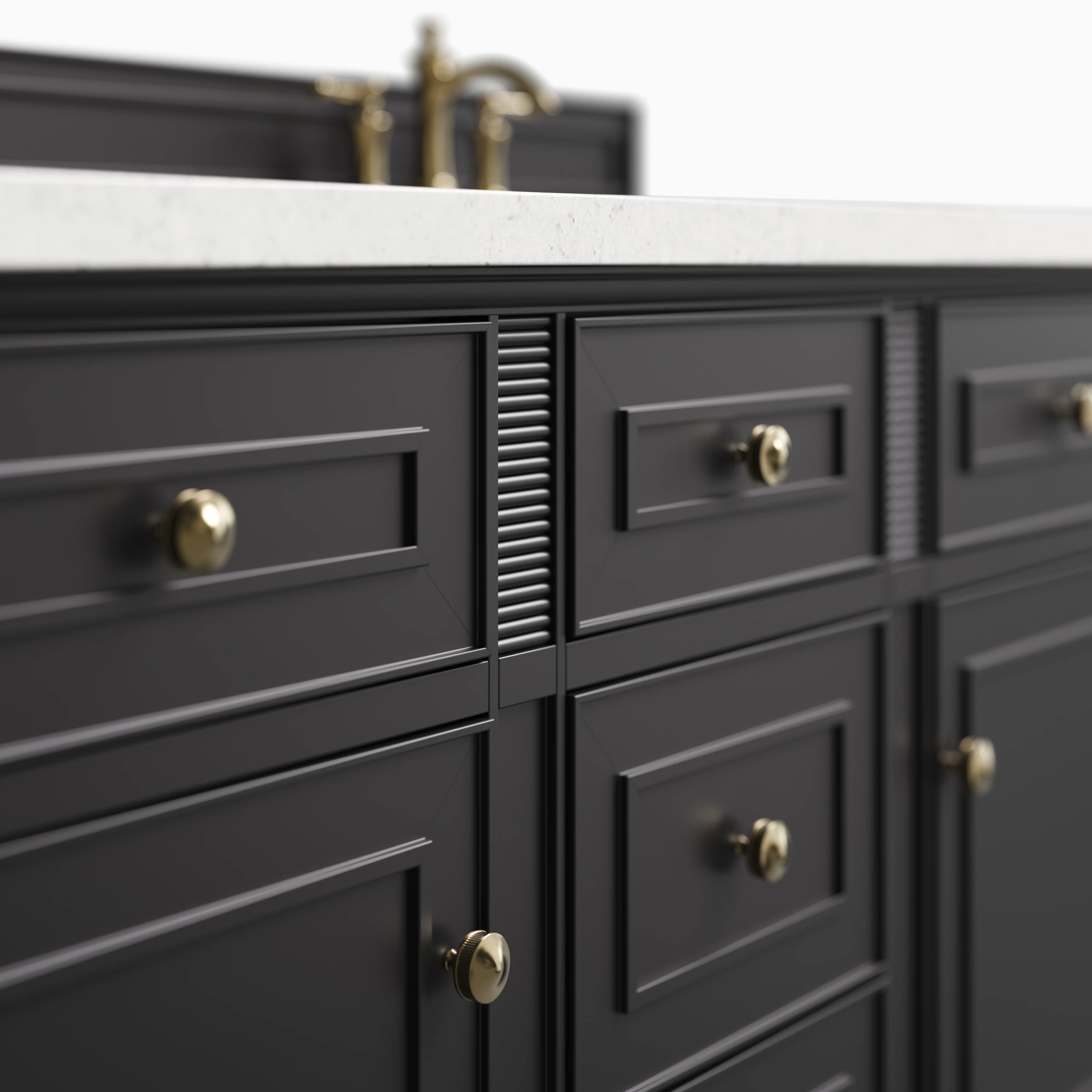 Elodie 60" Double Vanity in Black Onyx with 3 cm Lime Delight Quartz Top - Image 5