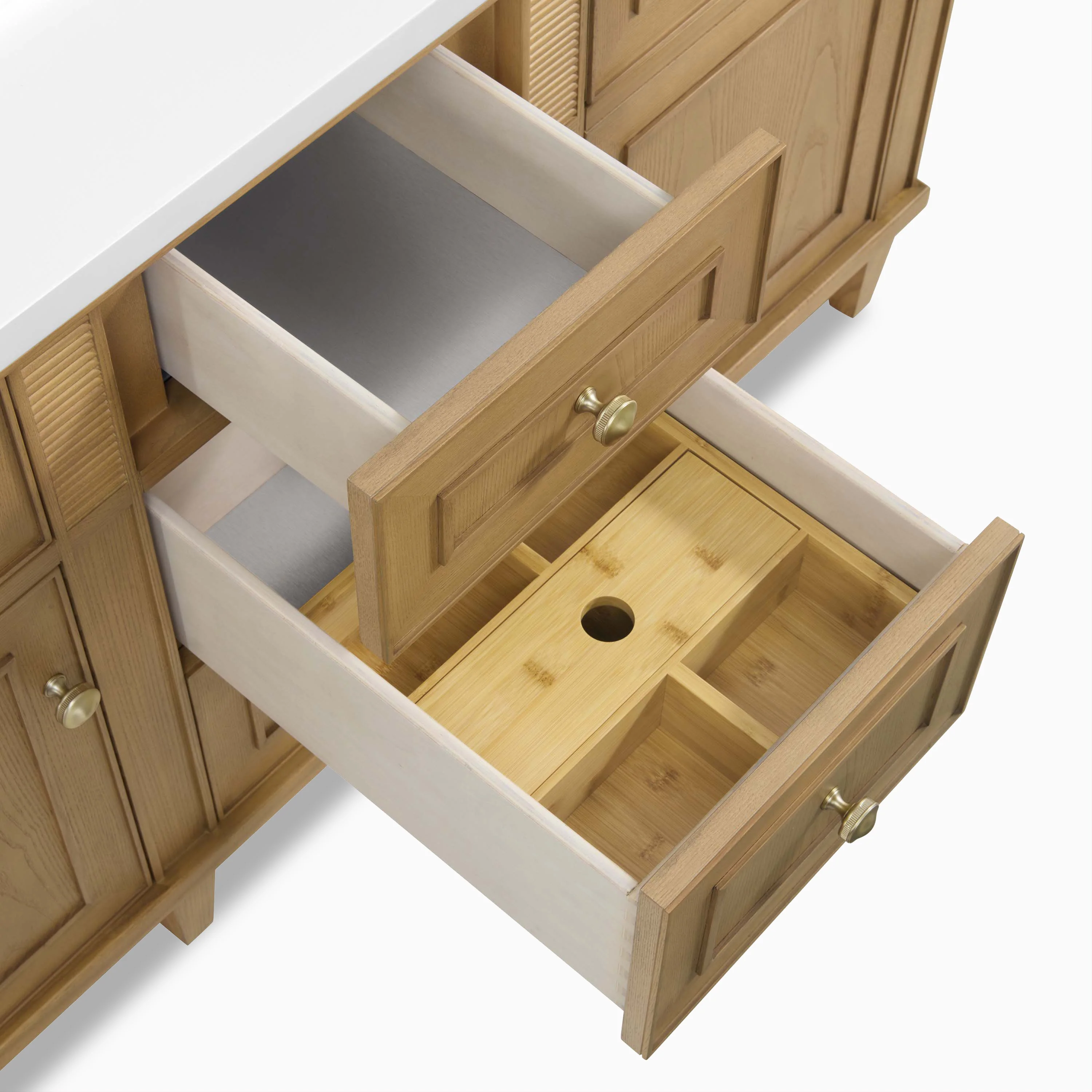 Elodie 60" Double Vanity in Light Natural Oak with 3 cm White Zeus Quartz Top - Image 8