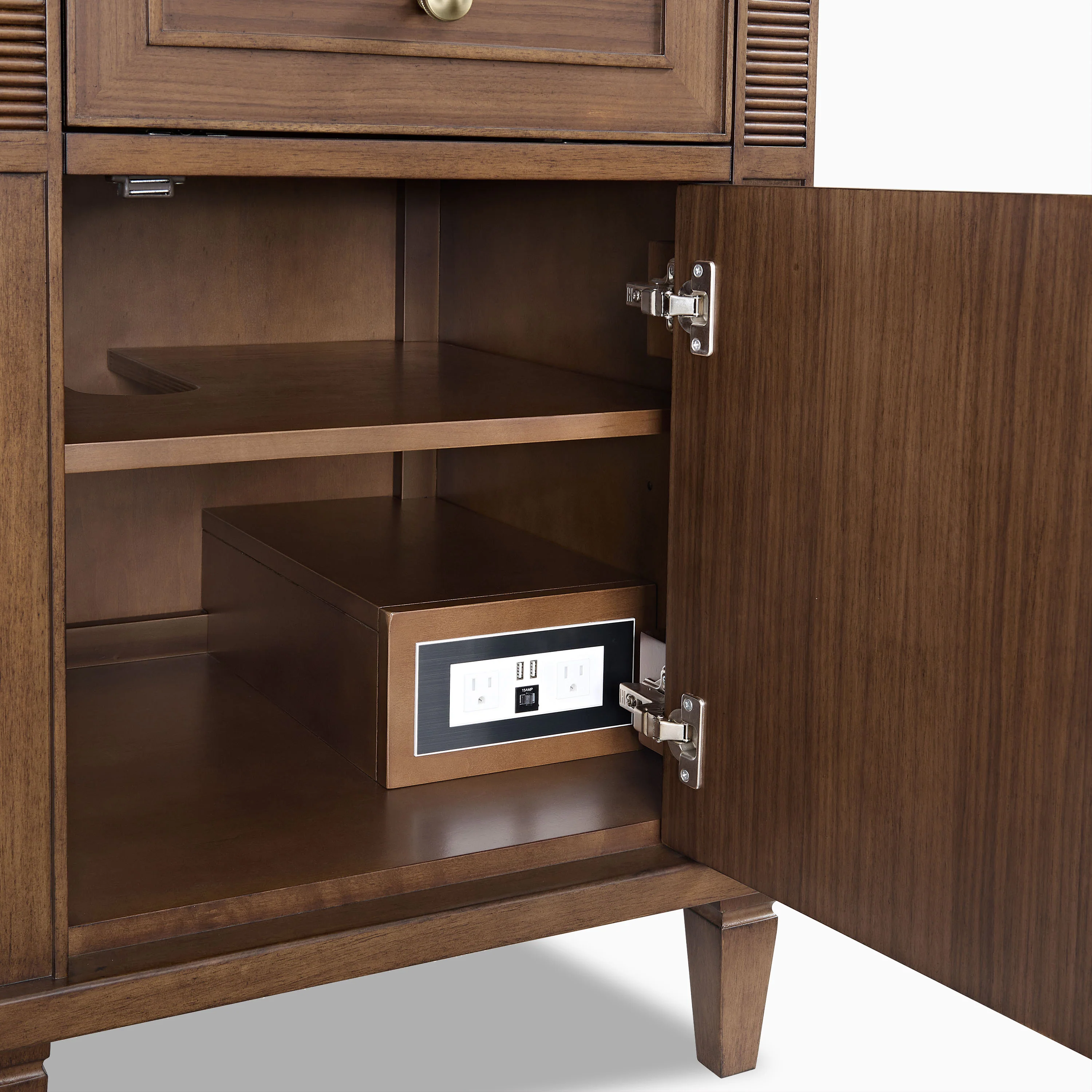 Elodie 60" Double Vanity in Mid-Century Walnut with 3 cm White Zeus Quartz Top - Image 7