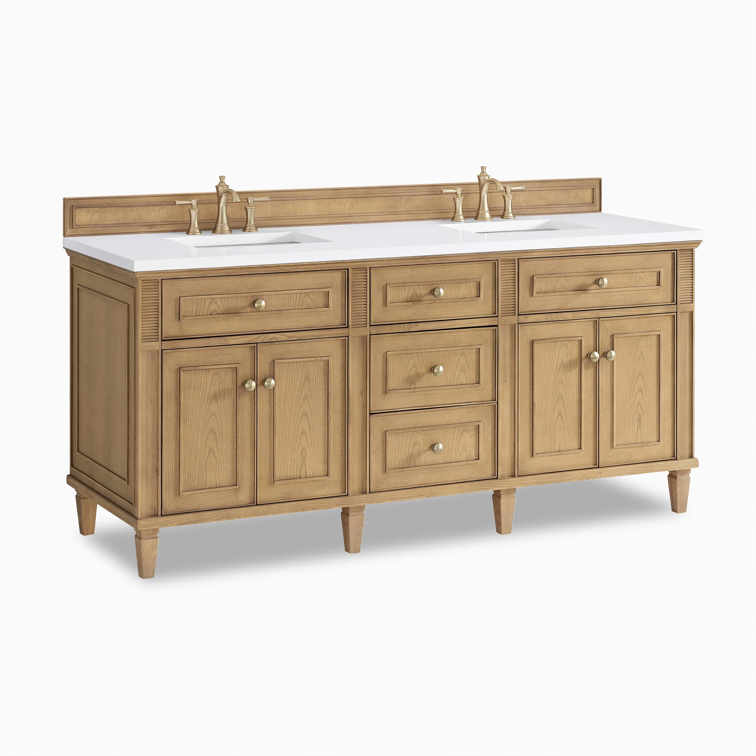 Elodie 72" Double Vanity in Light Natural Oak with 3 cm White Zeus Quartz Top - Image 3