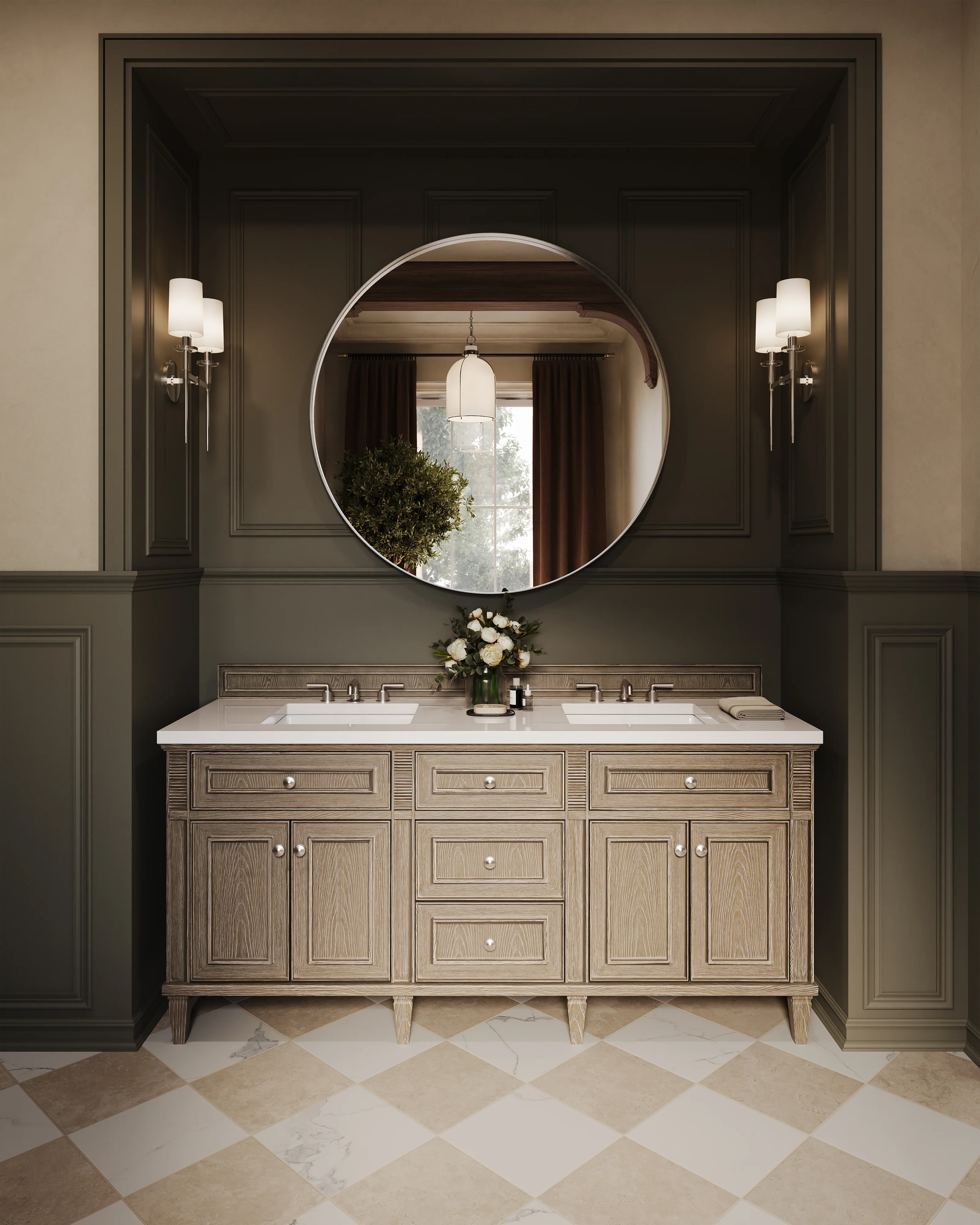 Elodie 72" Double Vanity in Whitewashed Oak with 3 cm White Zeus Quartz Top - Image 2