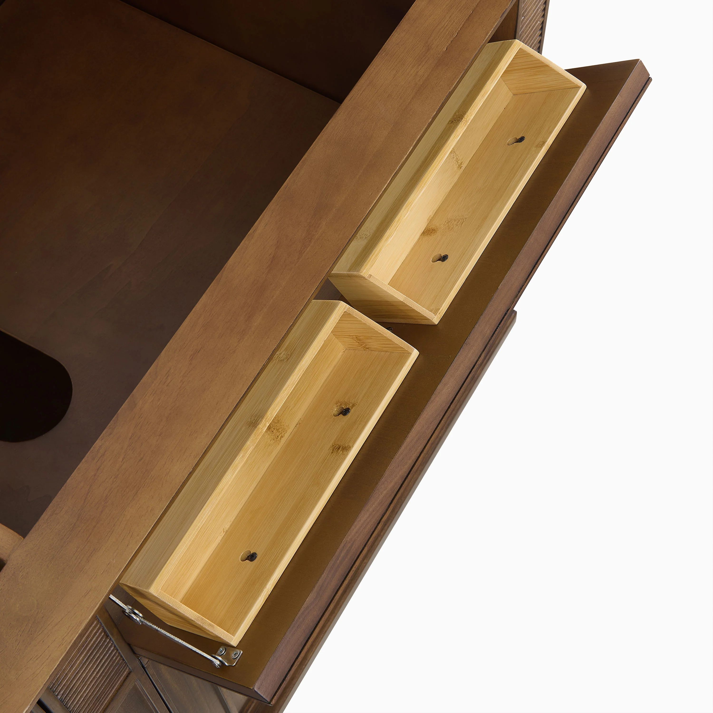 Elodie 72" Double Vanity in Mid-Century Walnut with 3 cm White Zeus Quartz Top - Image 9