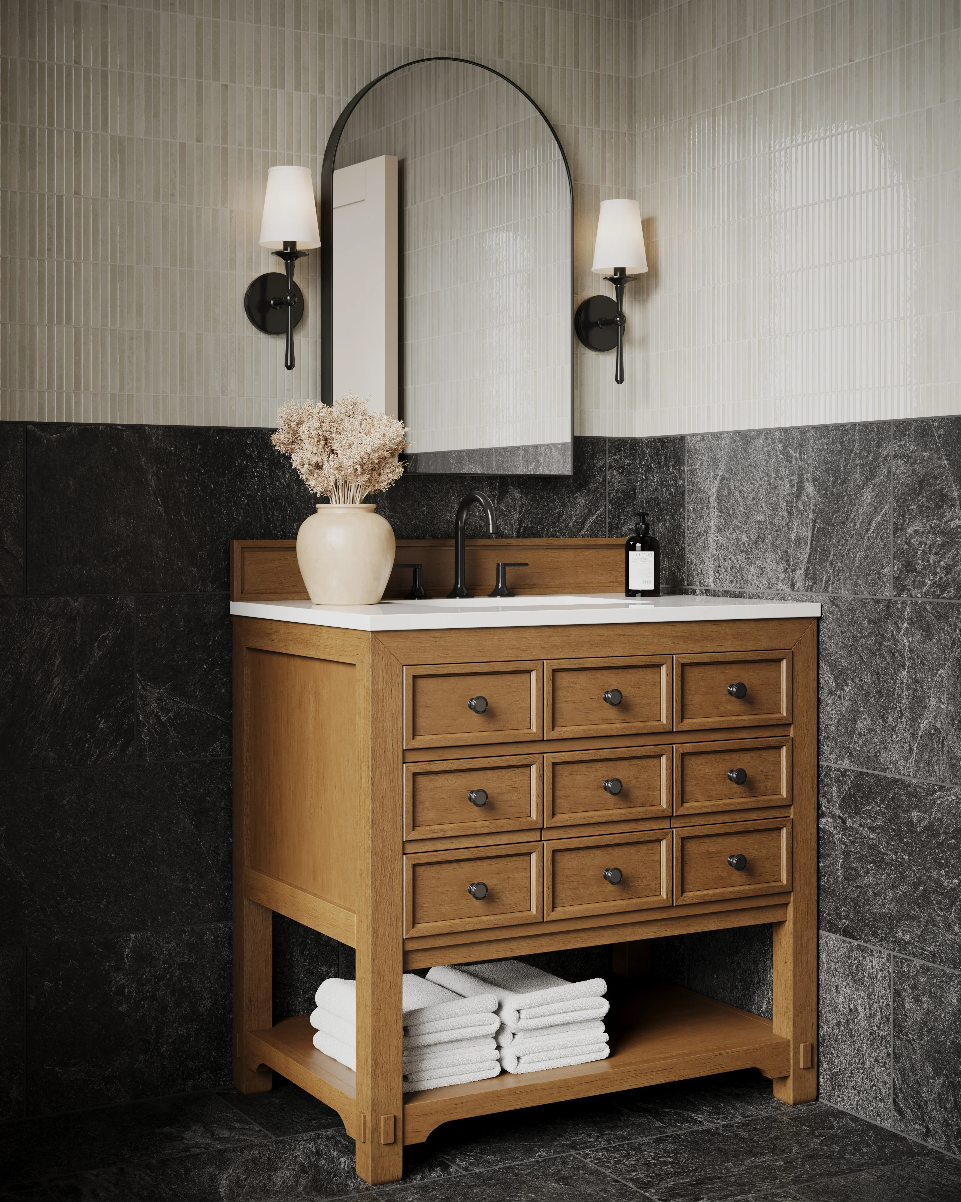 Rosalie 36" Single Vanity in Amber Birch with 3 cm White Zeus Quartz Top - Image 2
