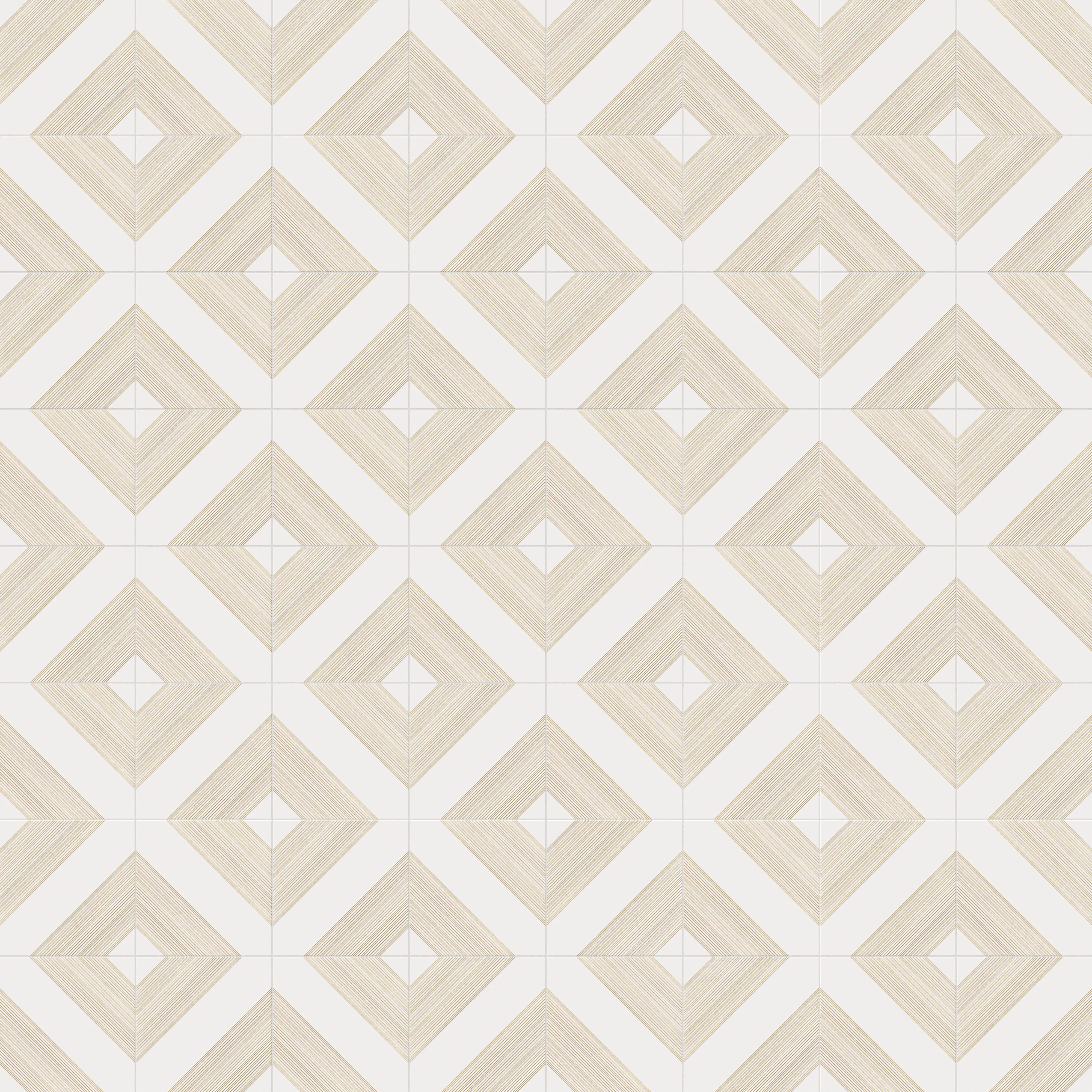 Estelle 12x12 Satin Ceramic Tile in Deco 1 White Gold - Image 4