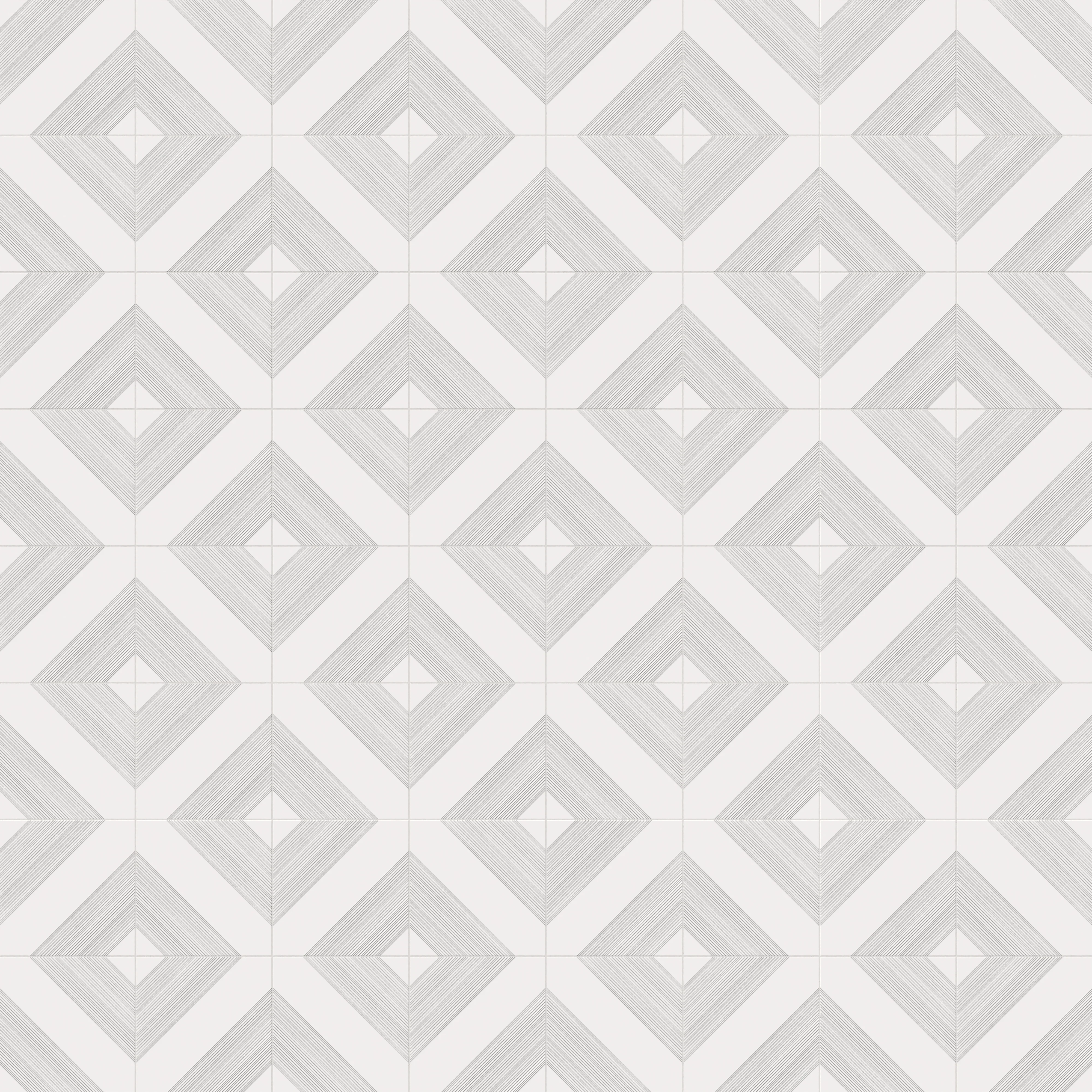 Estelle 12x12 Satin Ceramic Tile in Deco 1 White Silver - Image 4