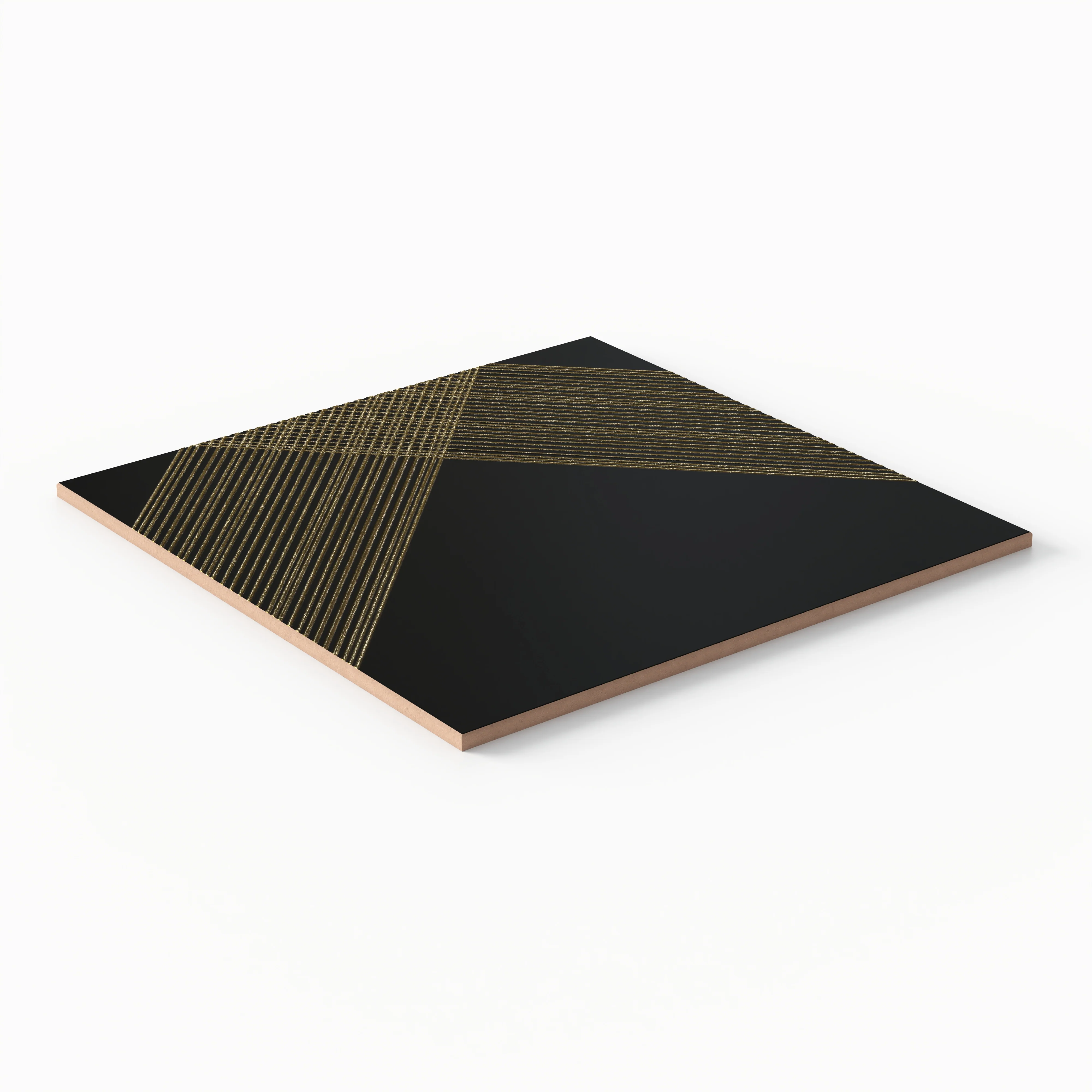 Estelle 12x12 Satin Ceramic Tile in Deco 2 Black Gold - Image 3
