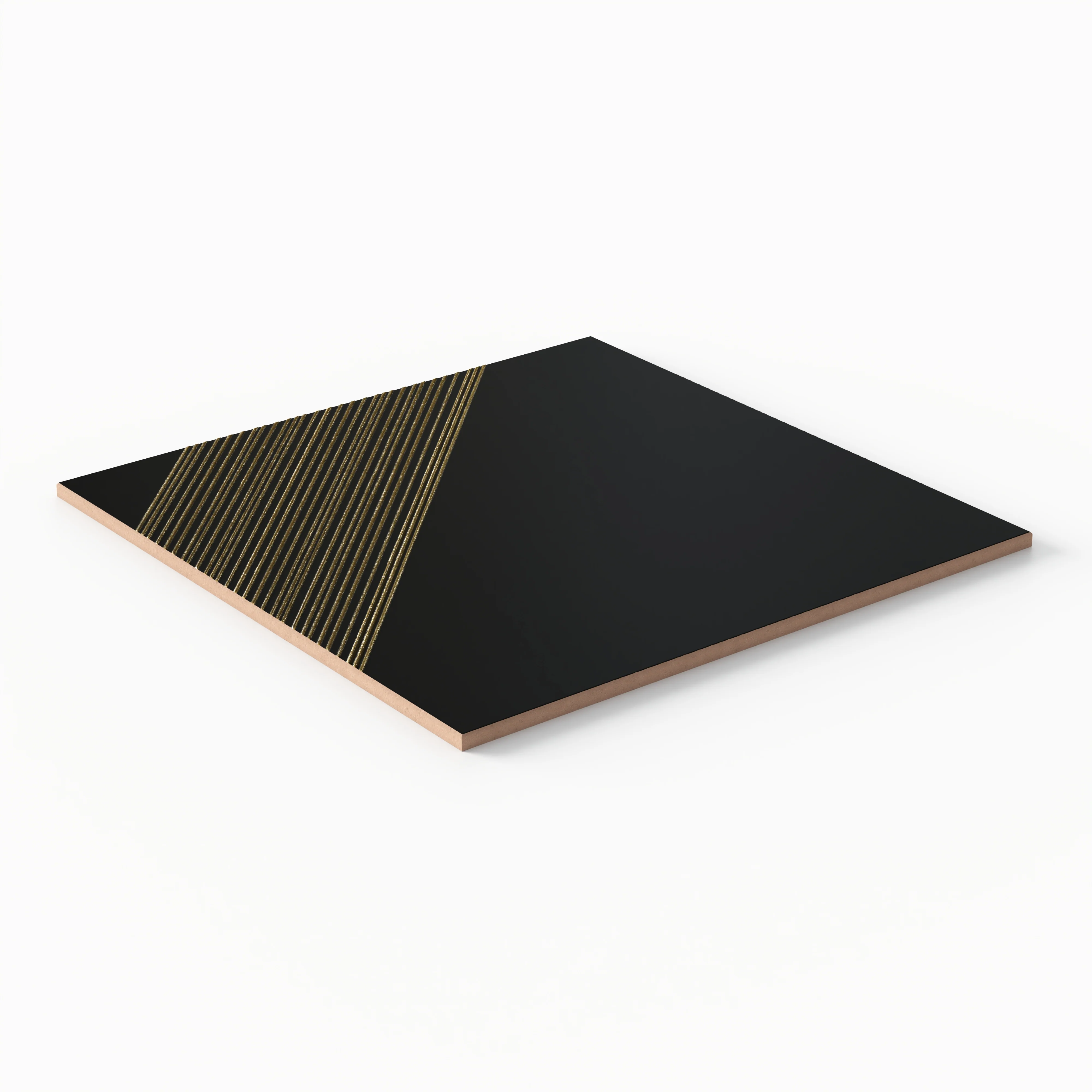 Estelle 12x12 Satin Ceramic Tile in Deco 3 Black Gold - Image 3