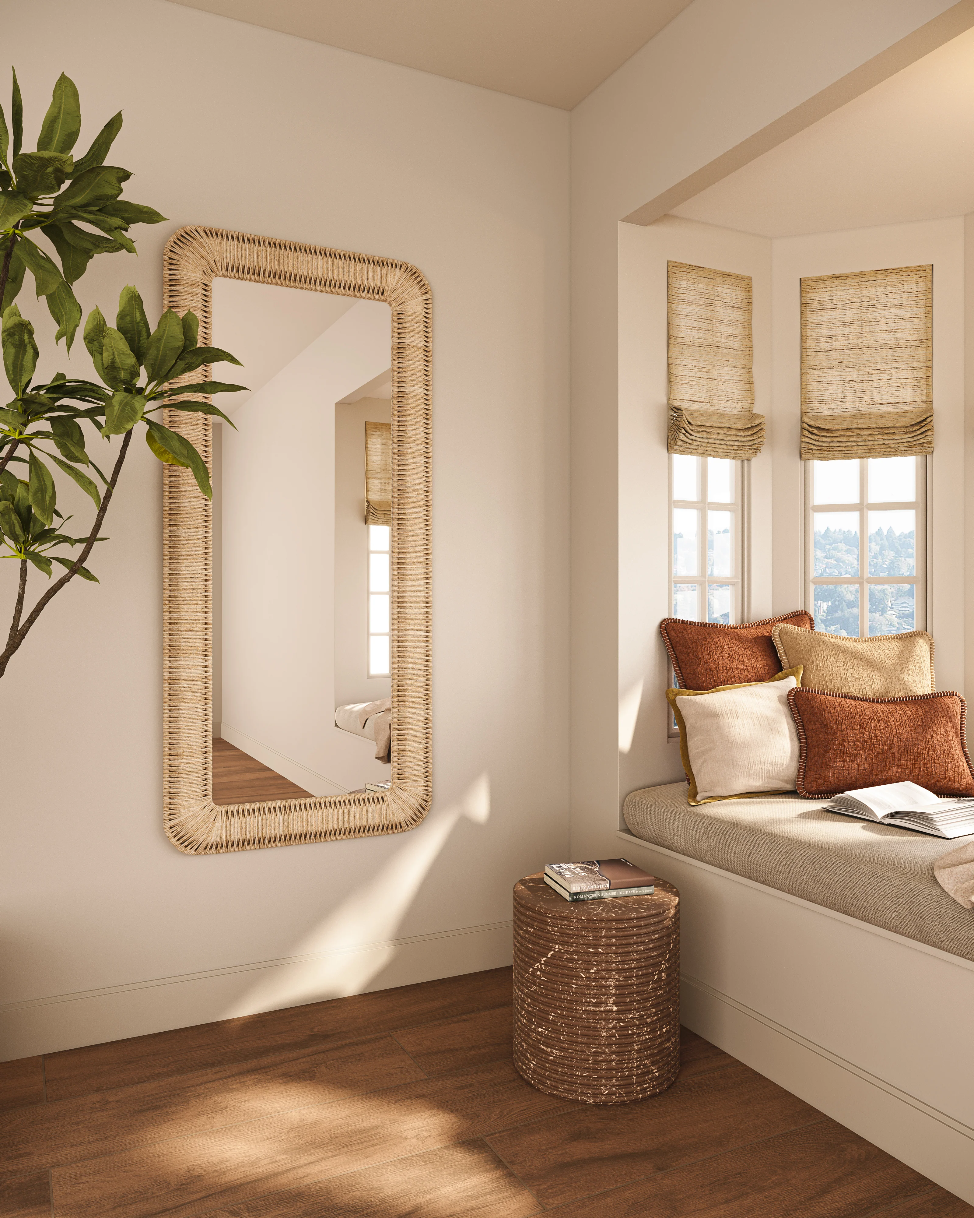 Fioren Floor Mirror in Natural - Image 2
