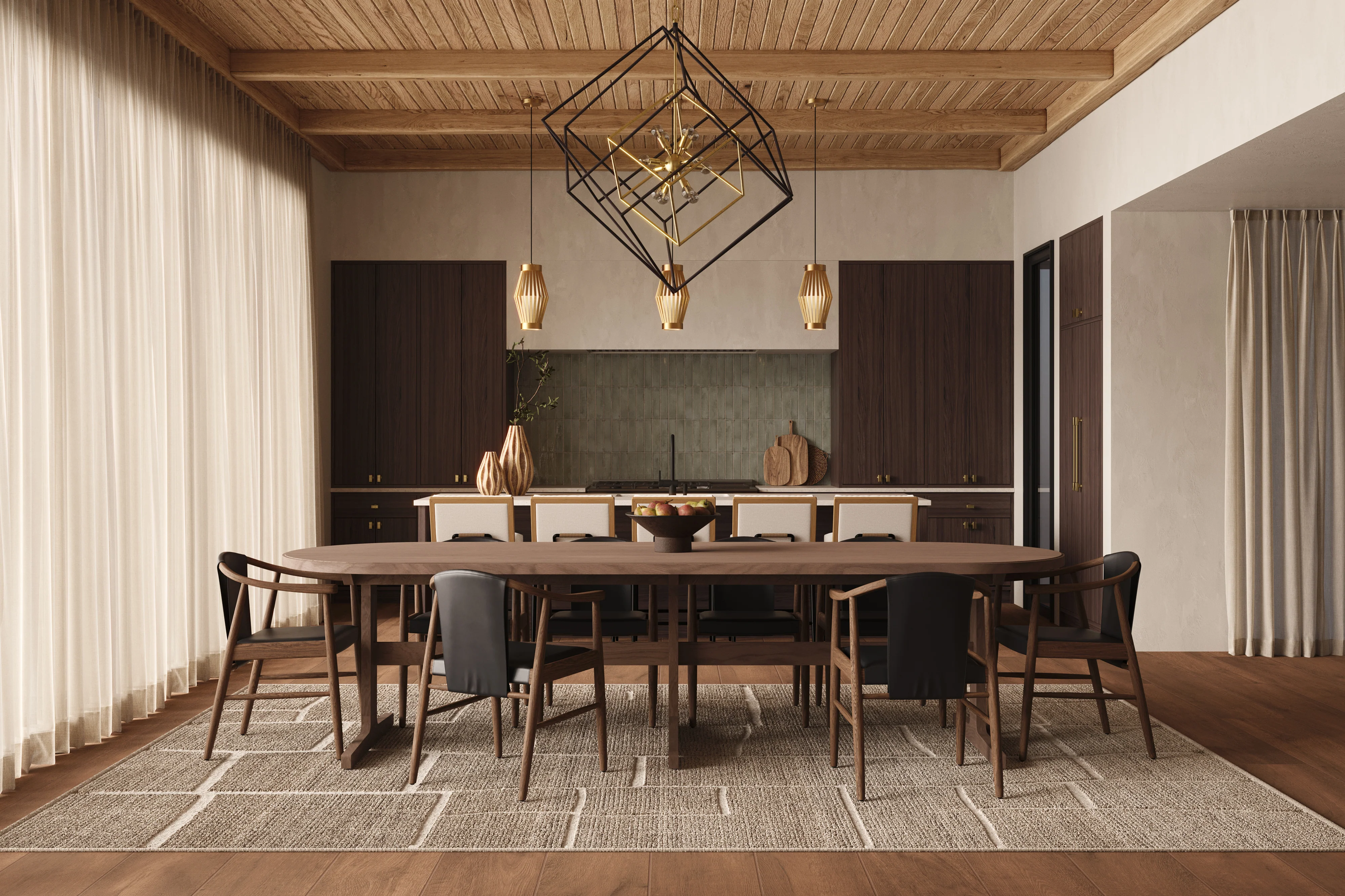 Fleurin Walnut Oval Dining Table in Matte, 120" - Image 2