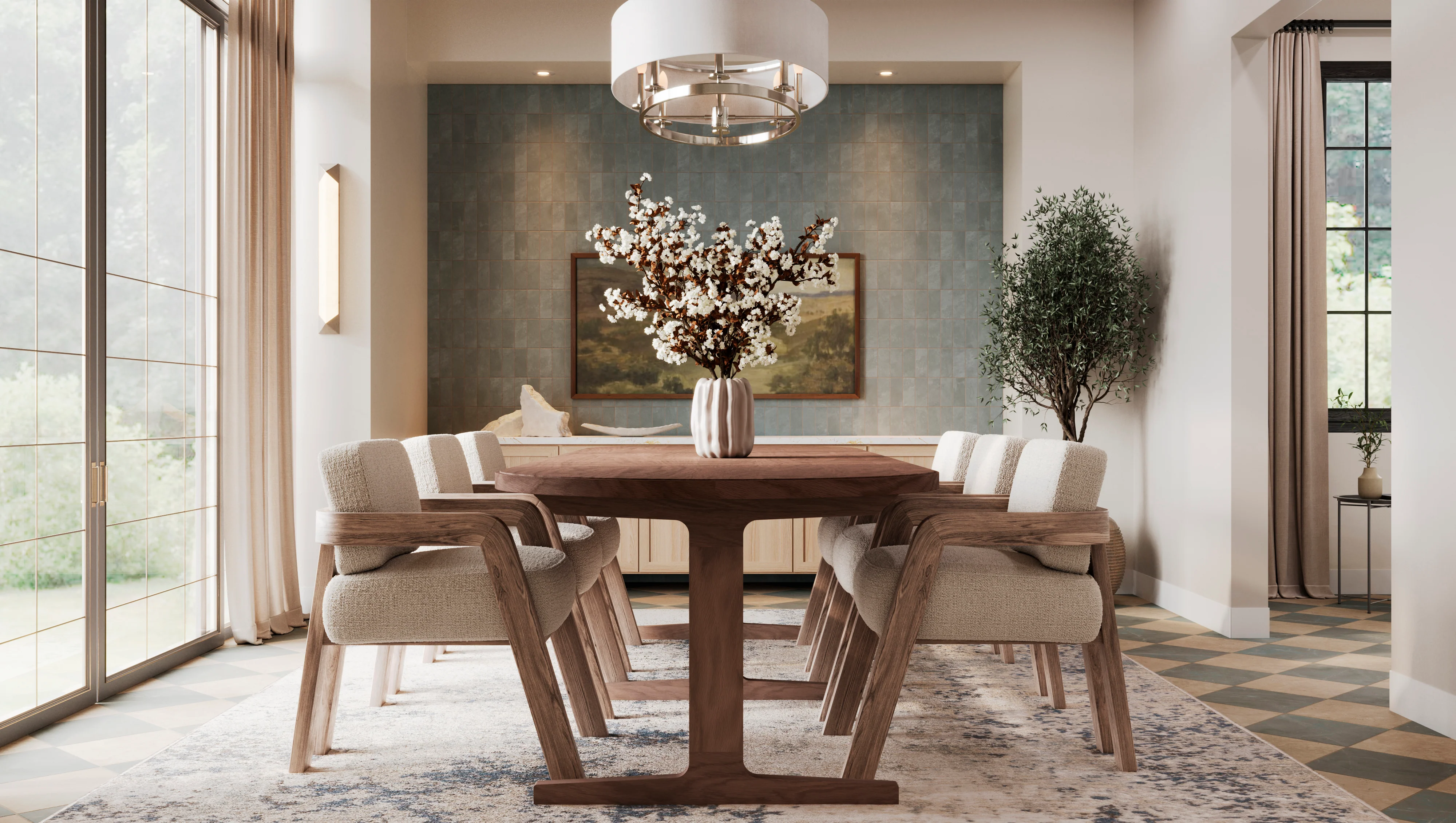 Fleurin Walnut Oval Dining Table in Matte, 120" - Image 8