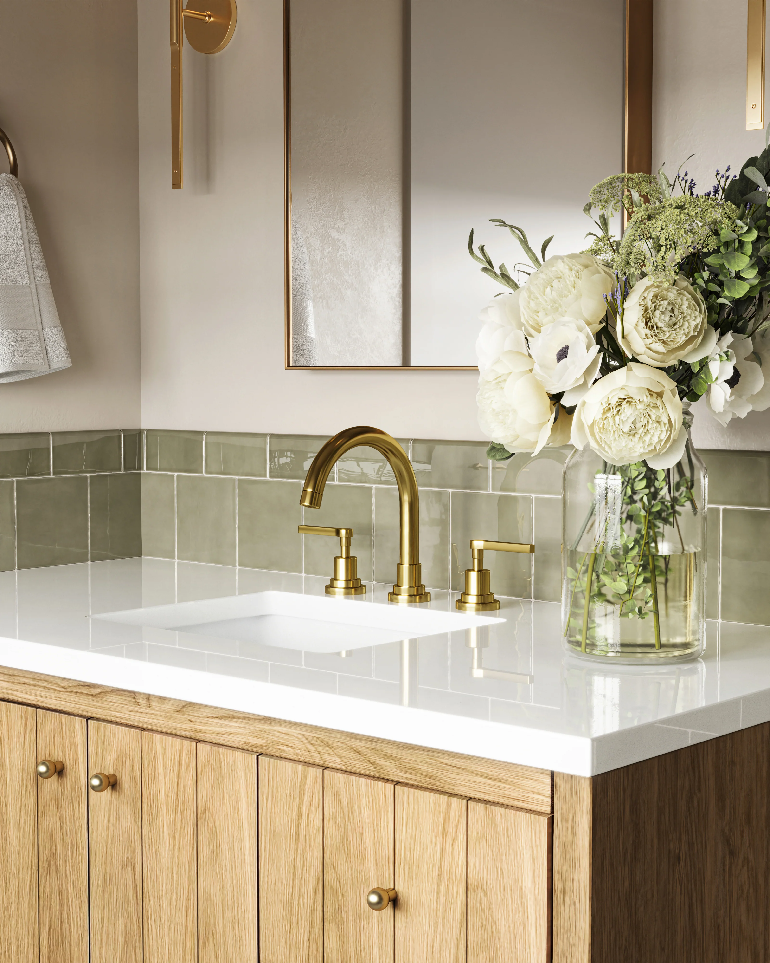 Mikayla 2.5x5 Bullnose Glossy Ceramic Tile in Olive - Image 2