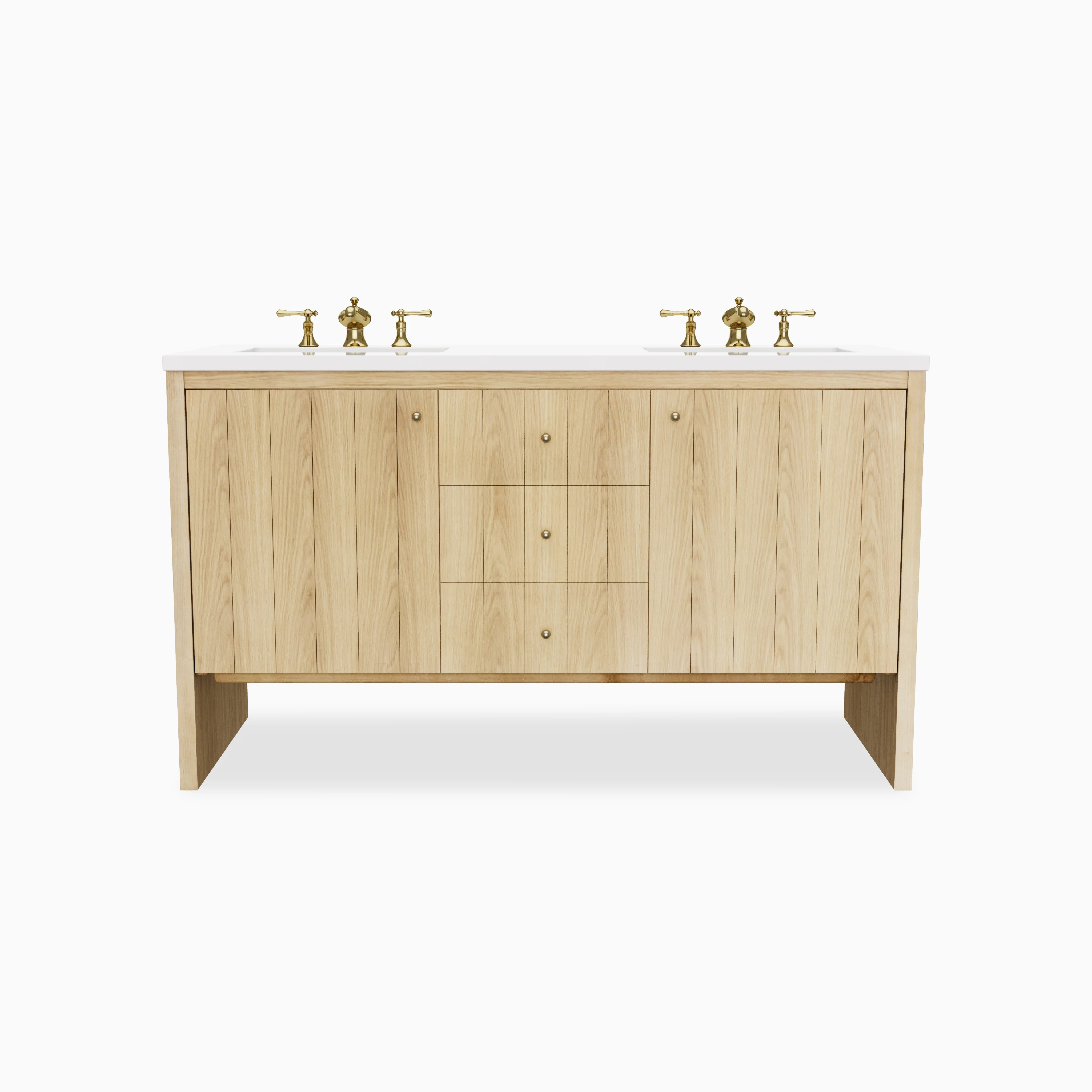 Gabriella 60" Double Vanity in Light Natural Oak with 3 cm White Zeus Quartz Top - Image 4
