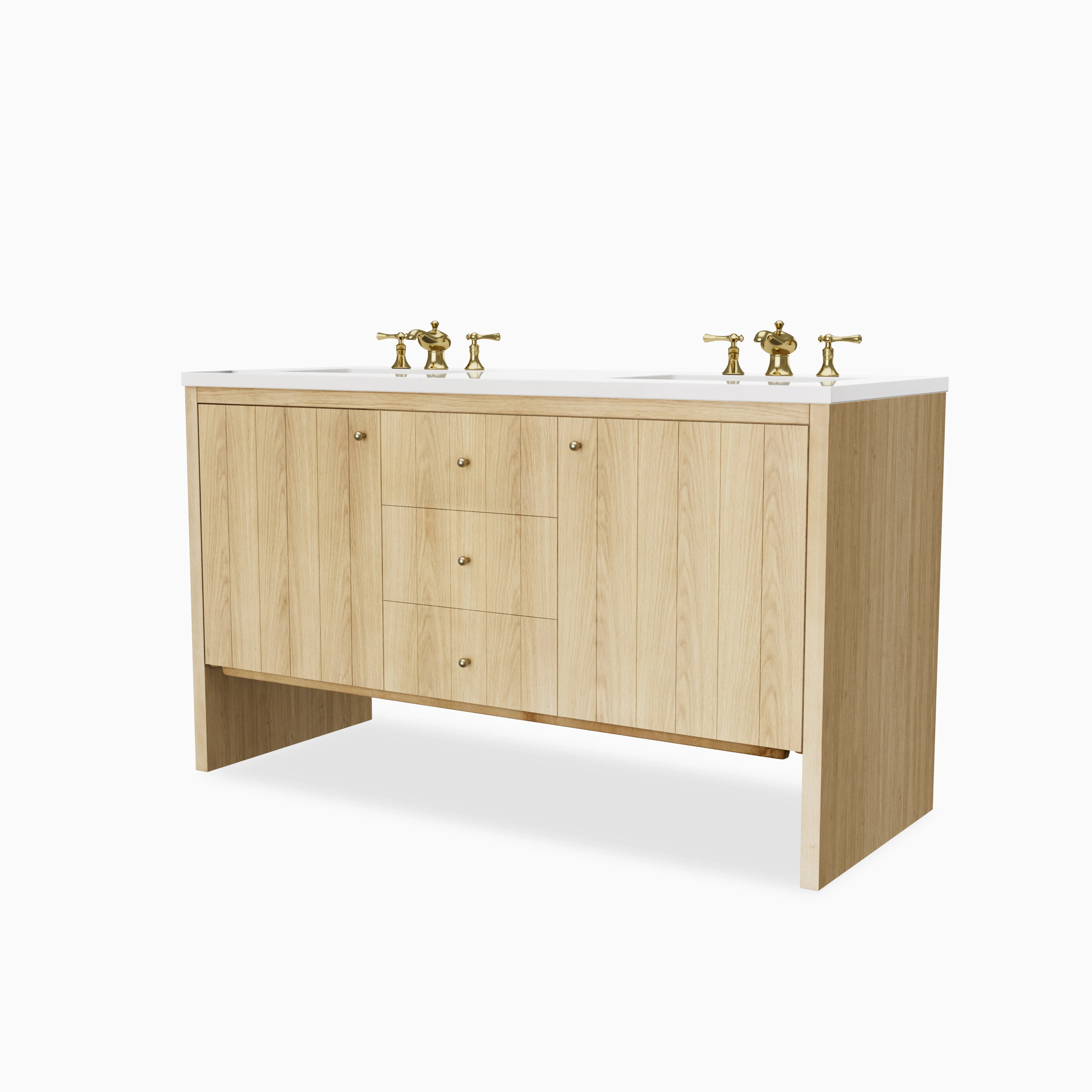 Gabriella 60" Double Vanity in Light Natural Oak with 3 cm White Zeus Quartz Top - Image 5