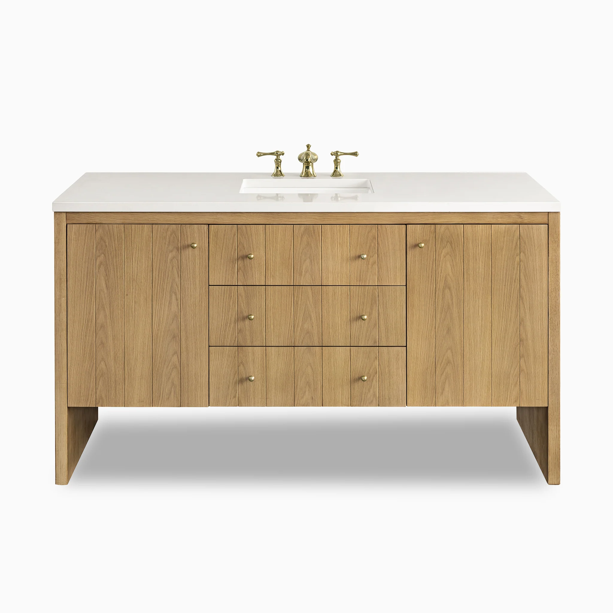Gabriella 60" Single Vanity in Light Natural Oak with 3 cm White Zeus Quartz Top