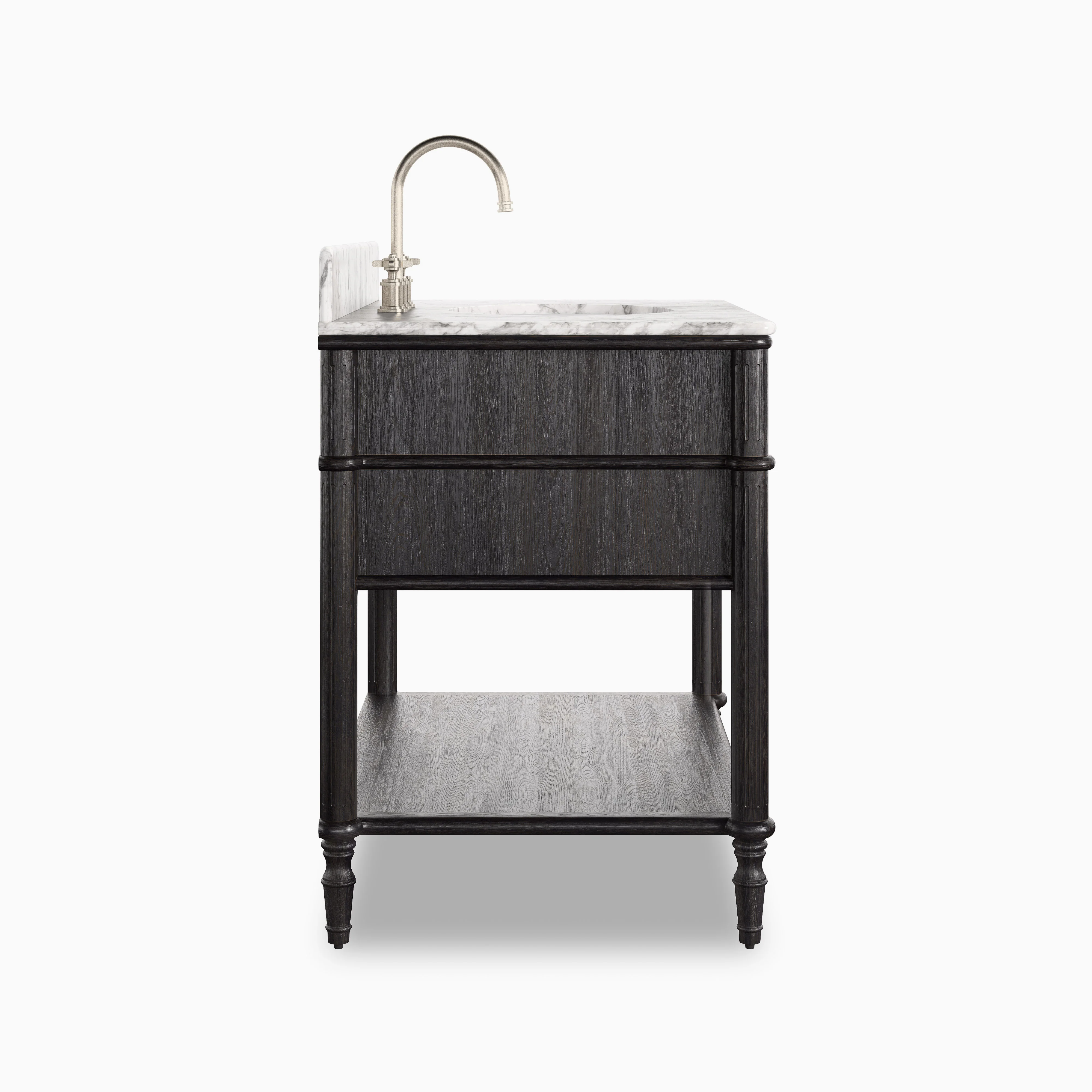 Gemma 36" Single Vanity in Satin Black Veneer with Carrara Marble Top - Image 4