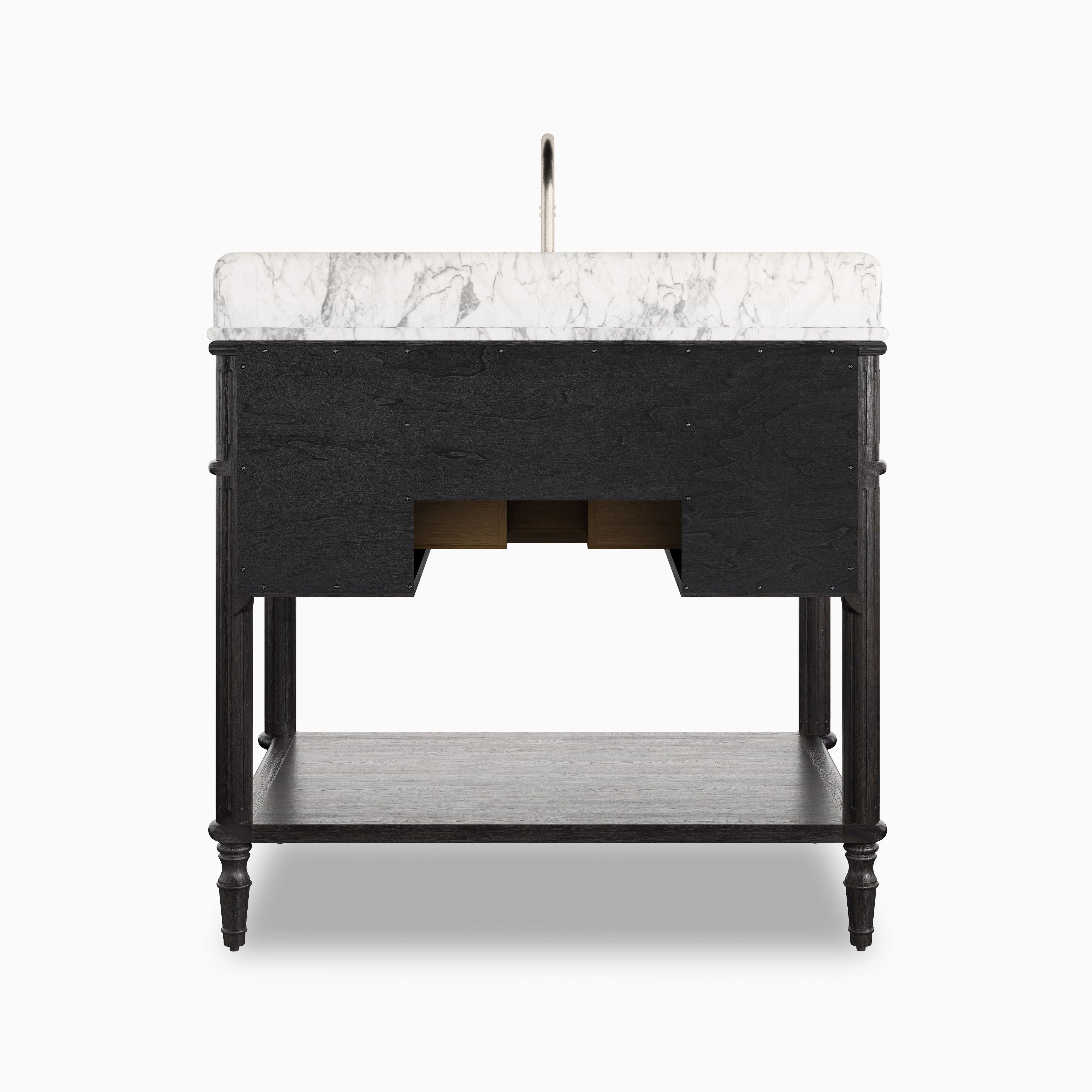 Gemma 36" Single Vanity in Satin Black Veneer with Carrara Marble Top - Image 5