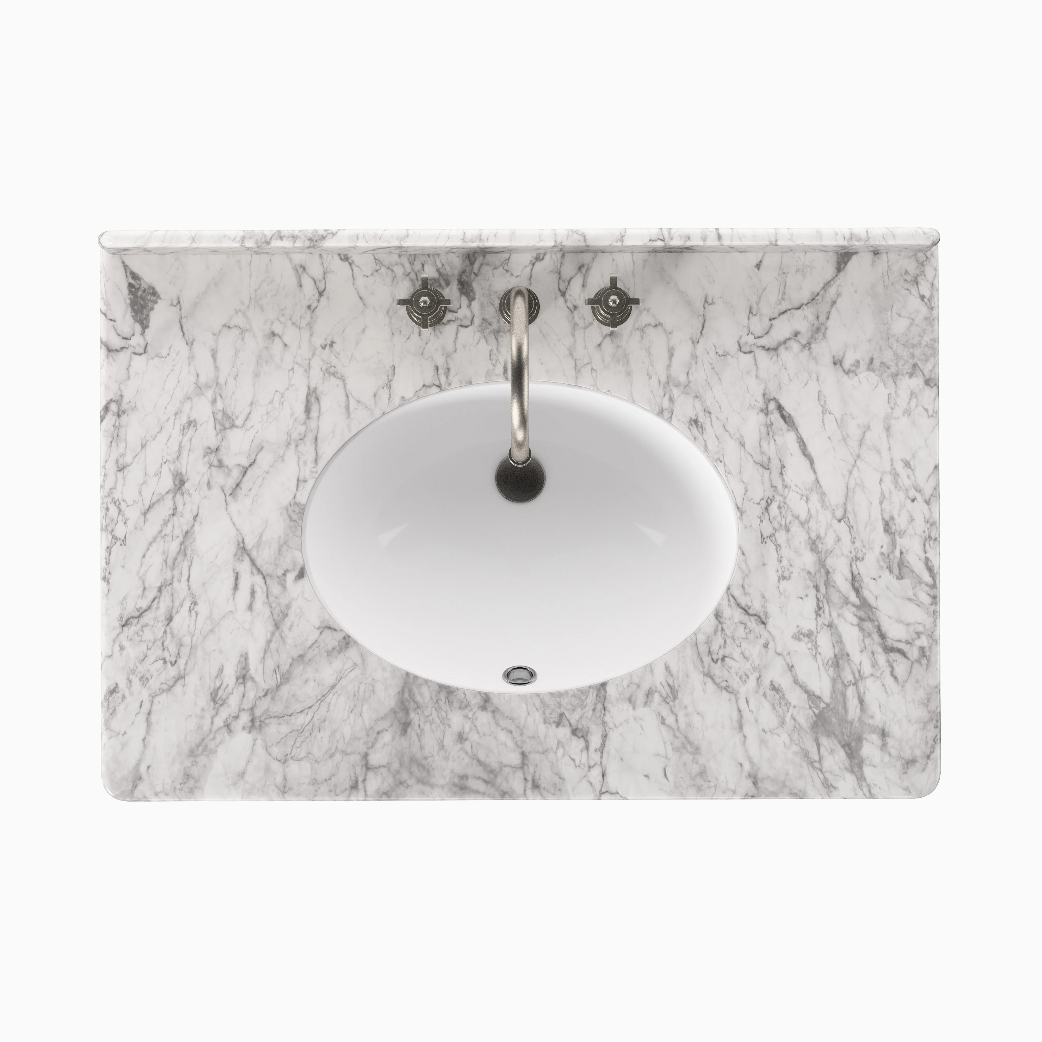 Gemma 36" Single Vanity in Satin Black Veneer with Carrara Marble Top - Image 6