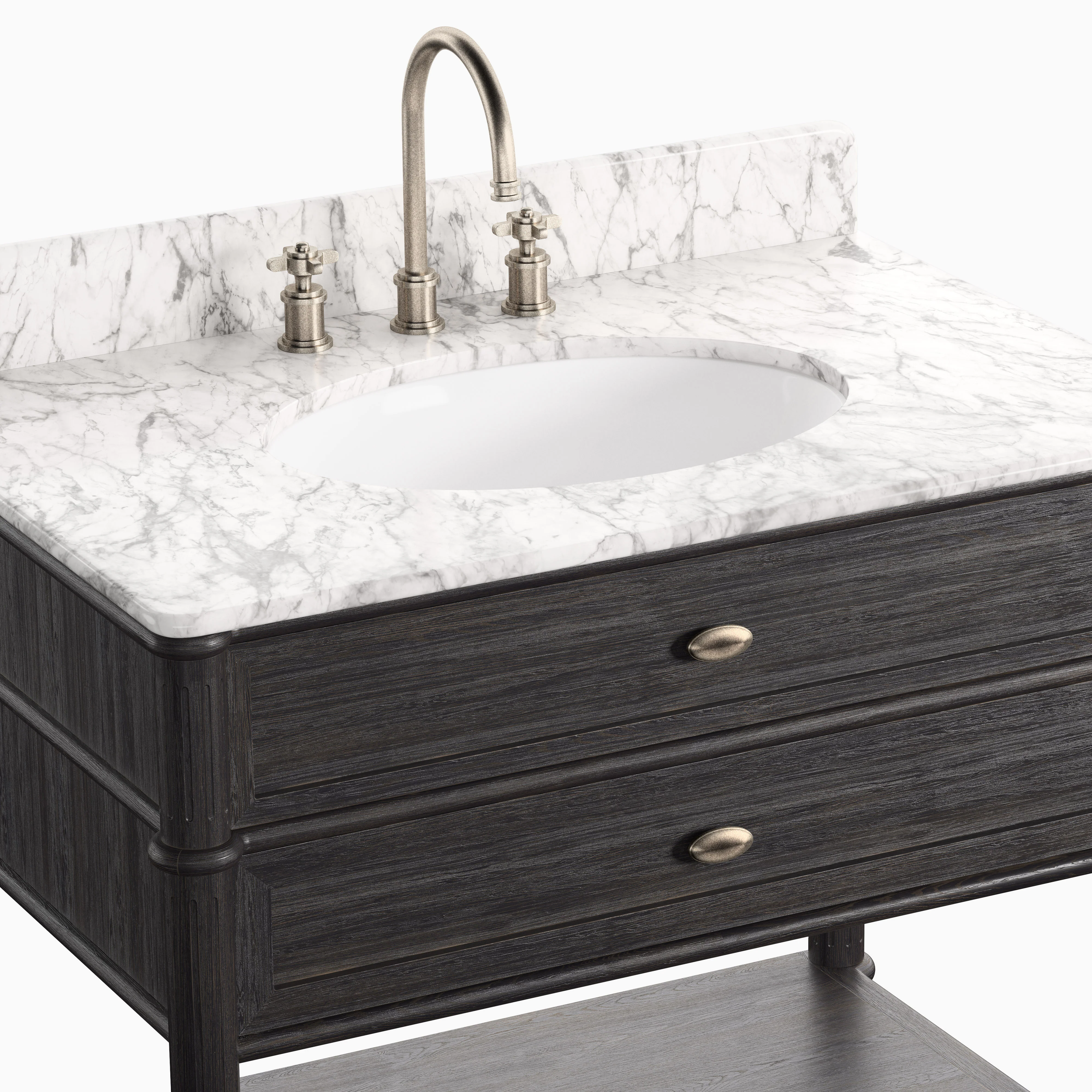 Gemma 36" Single Vanity in Satin Black Veneer with Carrara Marble Top - Image 7