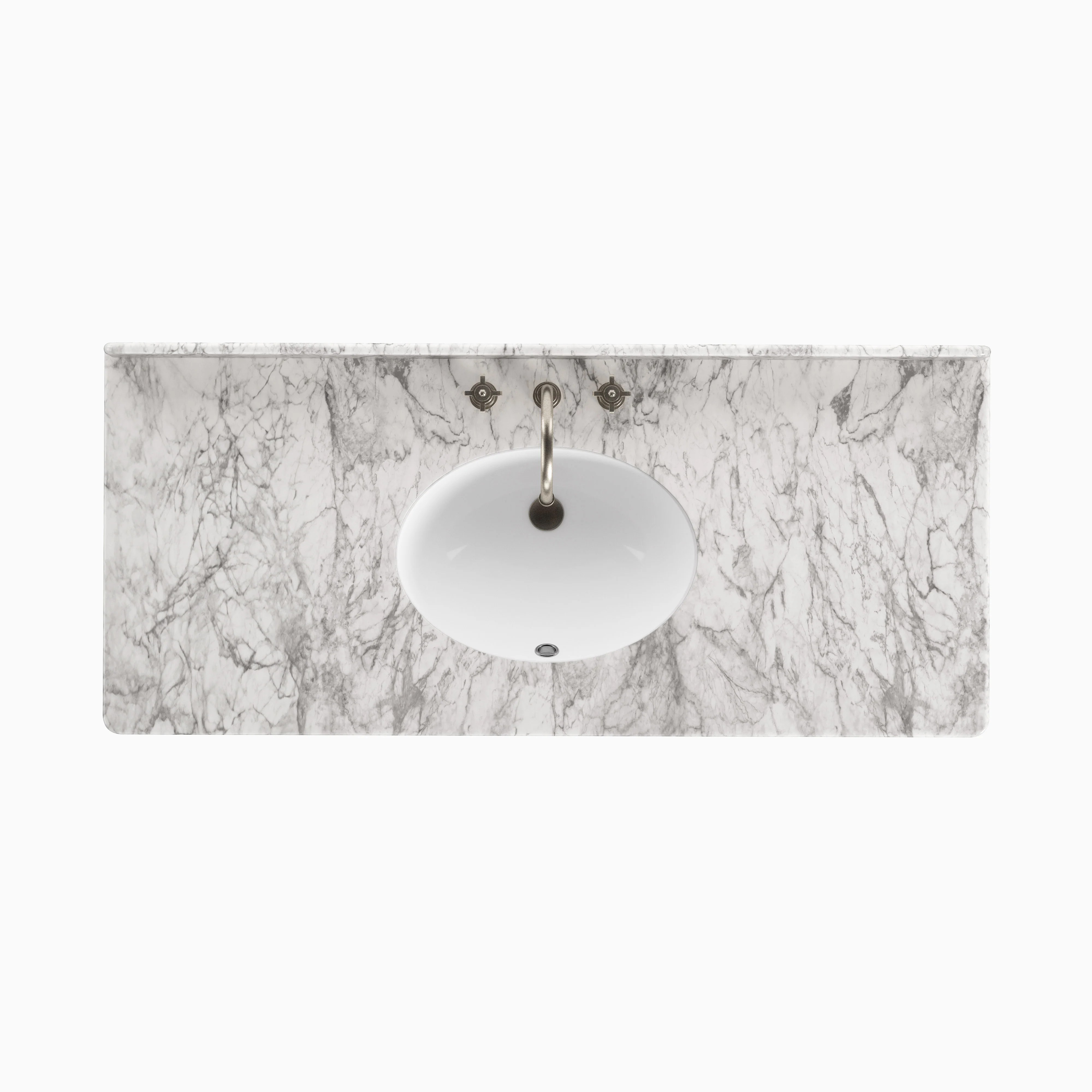 Gemma 55" Single Vanity in Satin Black Veneer with Carrara Marble Top - Image 7