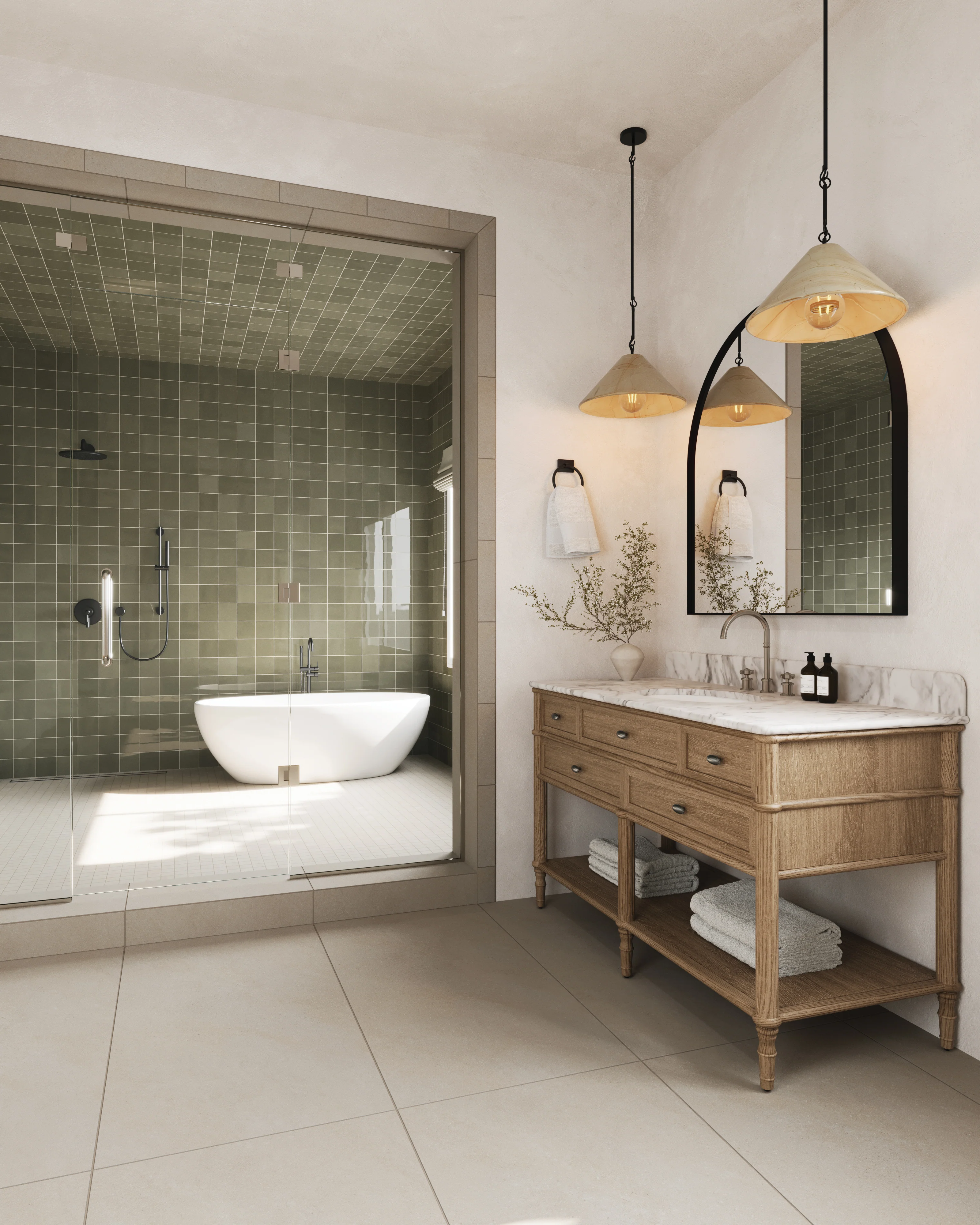 Gemma 55" Single Vanity in Washed Blonde Oak Veneer with Carrara Marble Top - Image 12