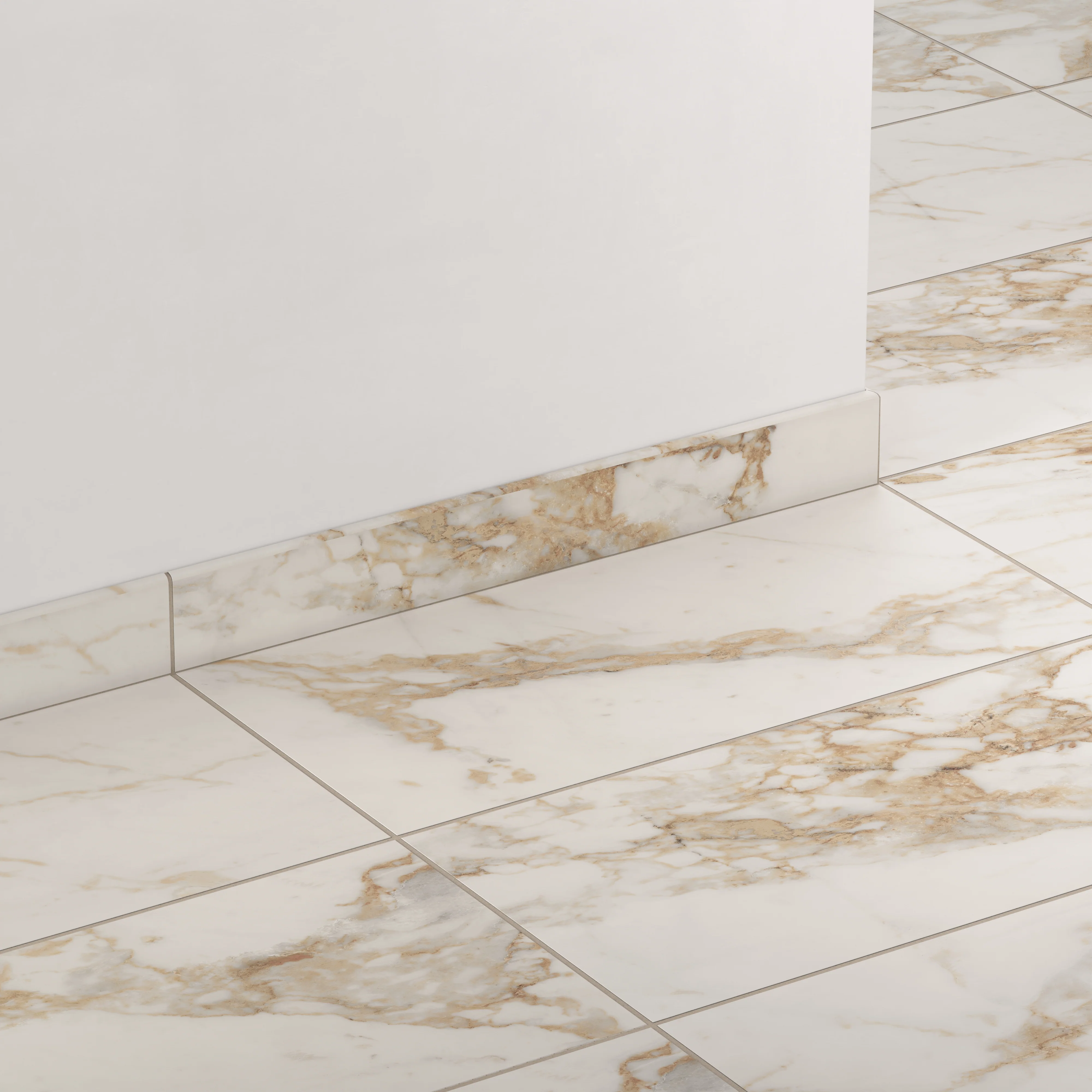 Giada 3x24 Matte Porcelain Bullnose Tile in Calacatta Gold - Image 3