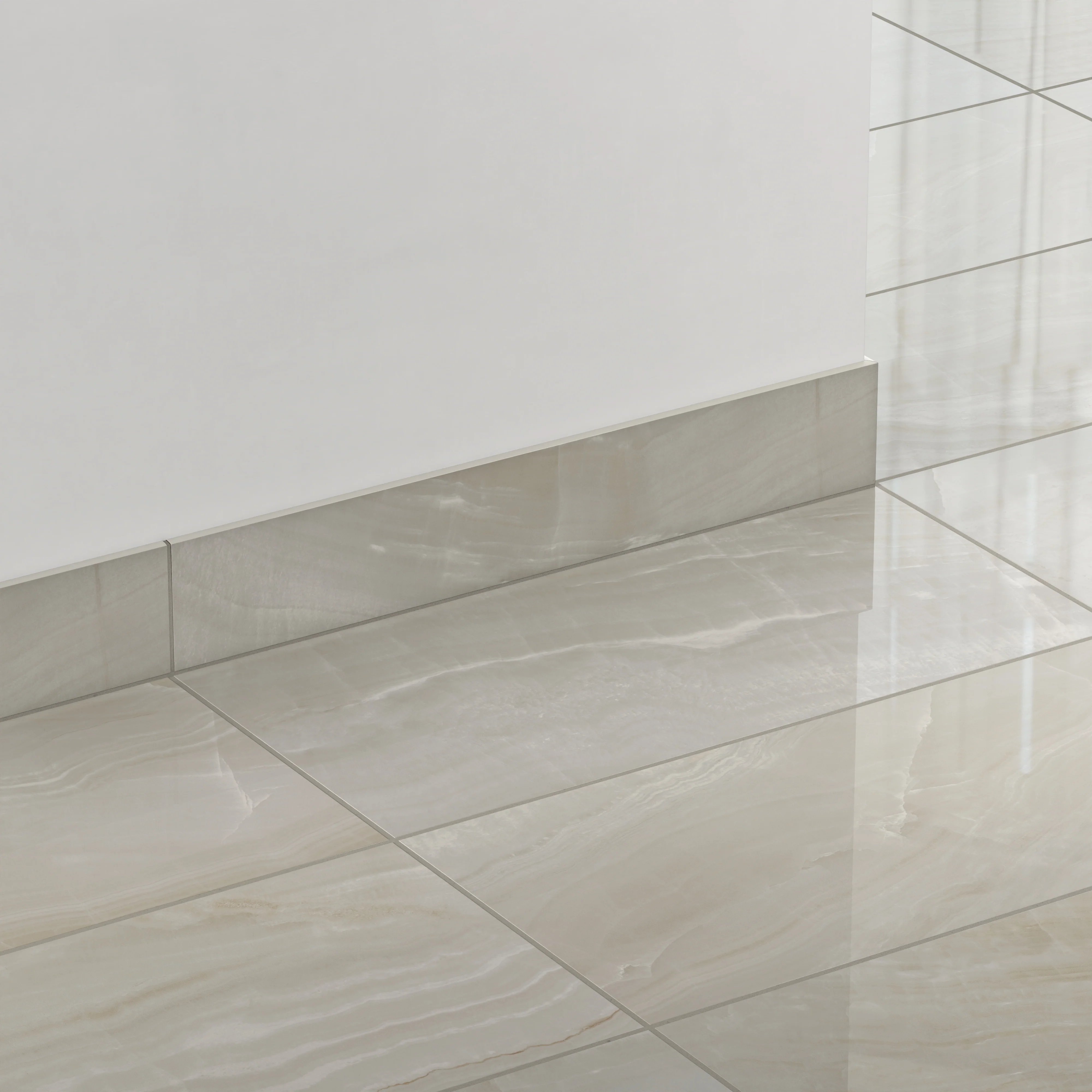 Giselle 4x24 Polished Porcelain Bullnose Tile in Shell - Image 3