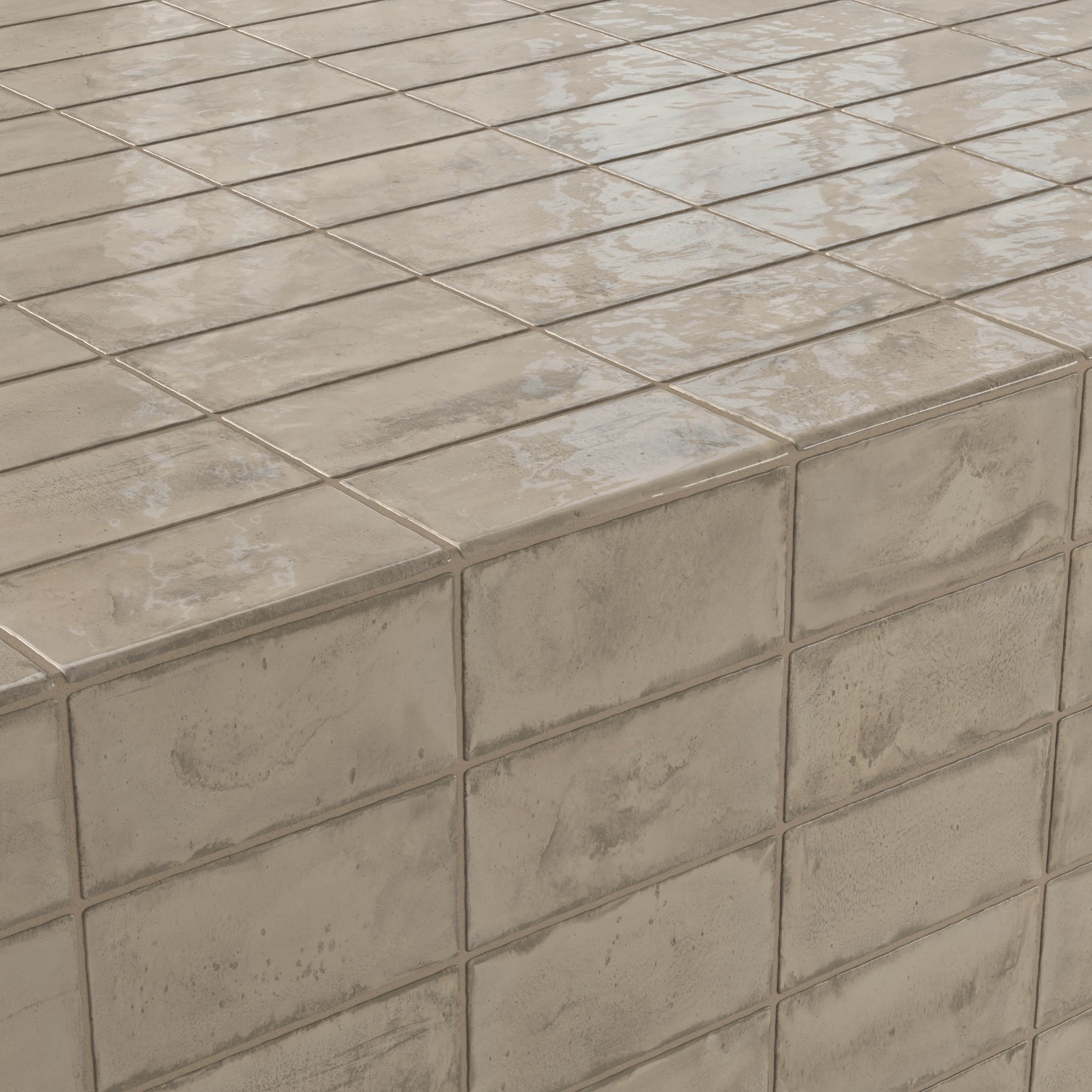 Graham 3x6 Bullnose Glossy Ceramic Tile in Mushroom - Image 5