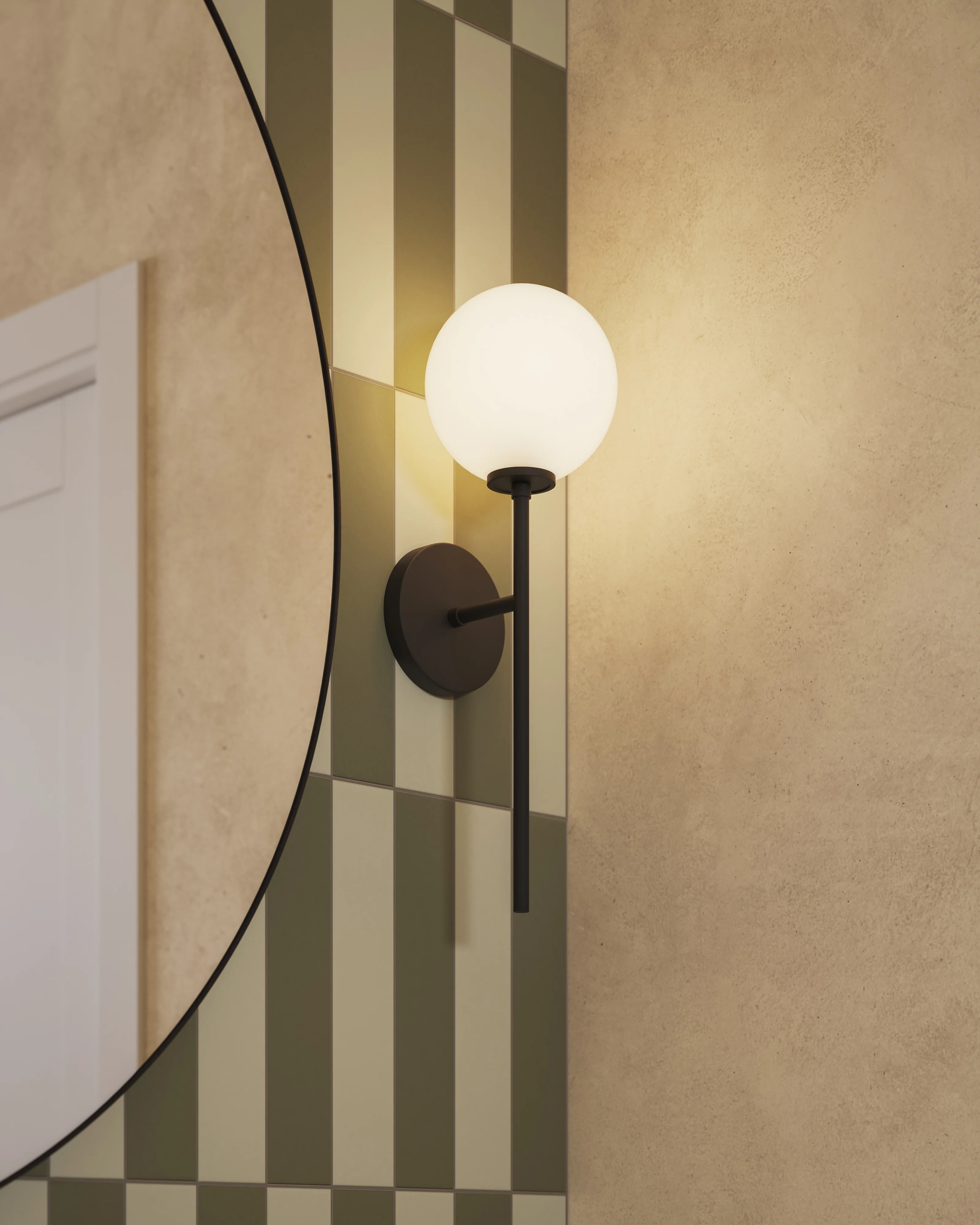 Hailey 20" 1 Light Wall/Vanity Light in Matte Black/Opal Matte Glass - Image 2