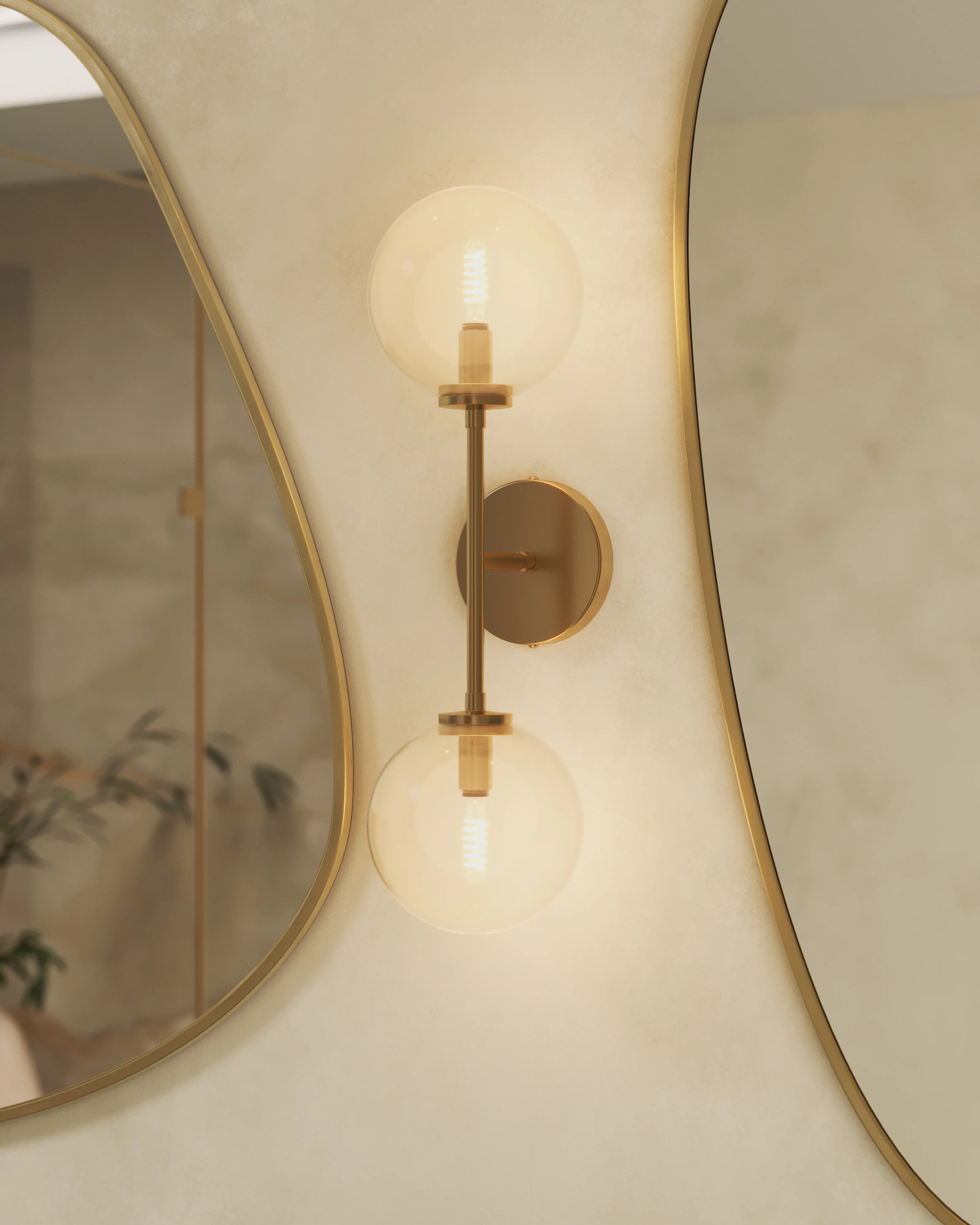 Hailey 20" 2 Lights Wall/Vanity Light in Aged Gold/Clear Glass - Image 2