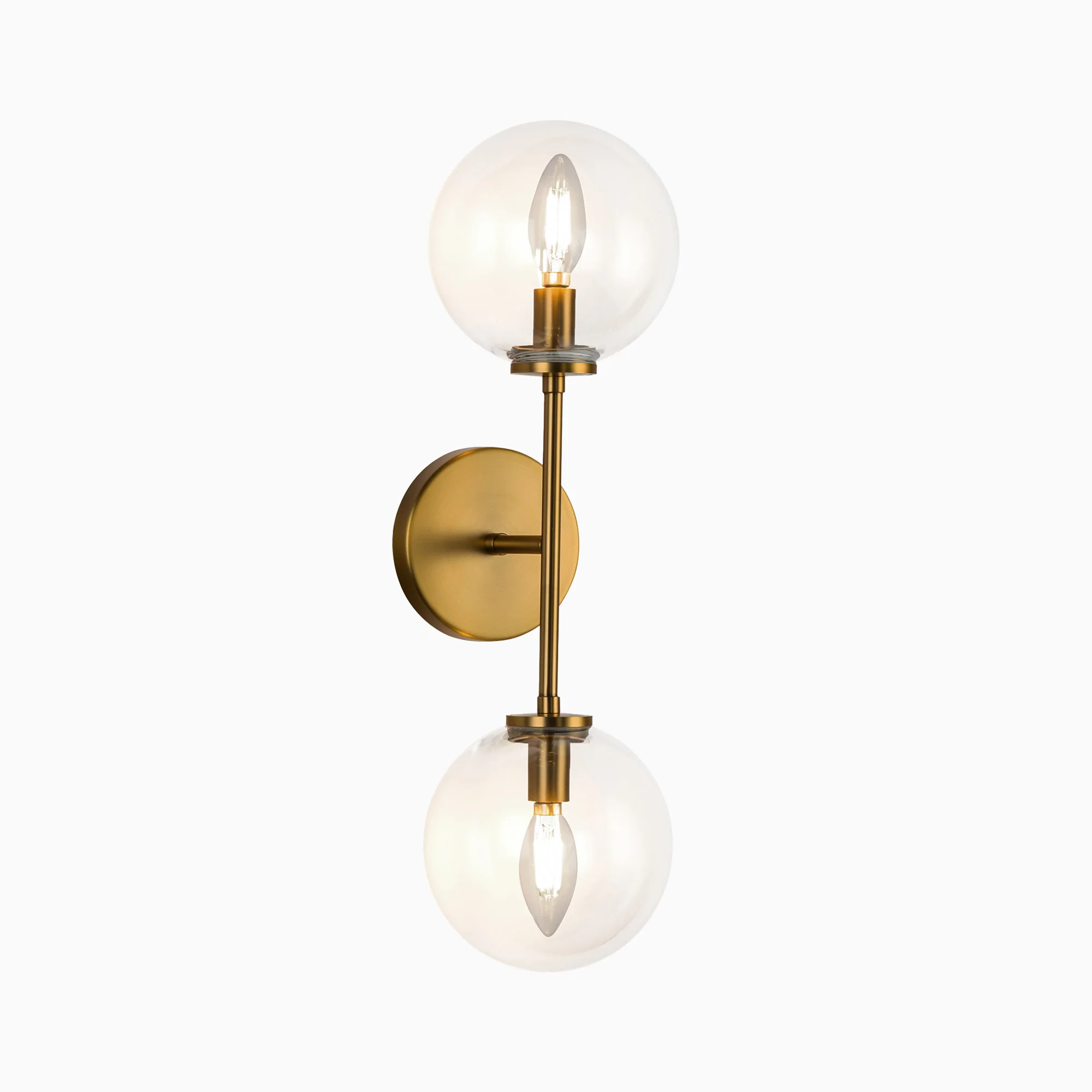 Hailey 20" 2 Lights Wall/Vanity Light in Aged Gold/Clear Glass - Image 3