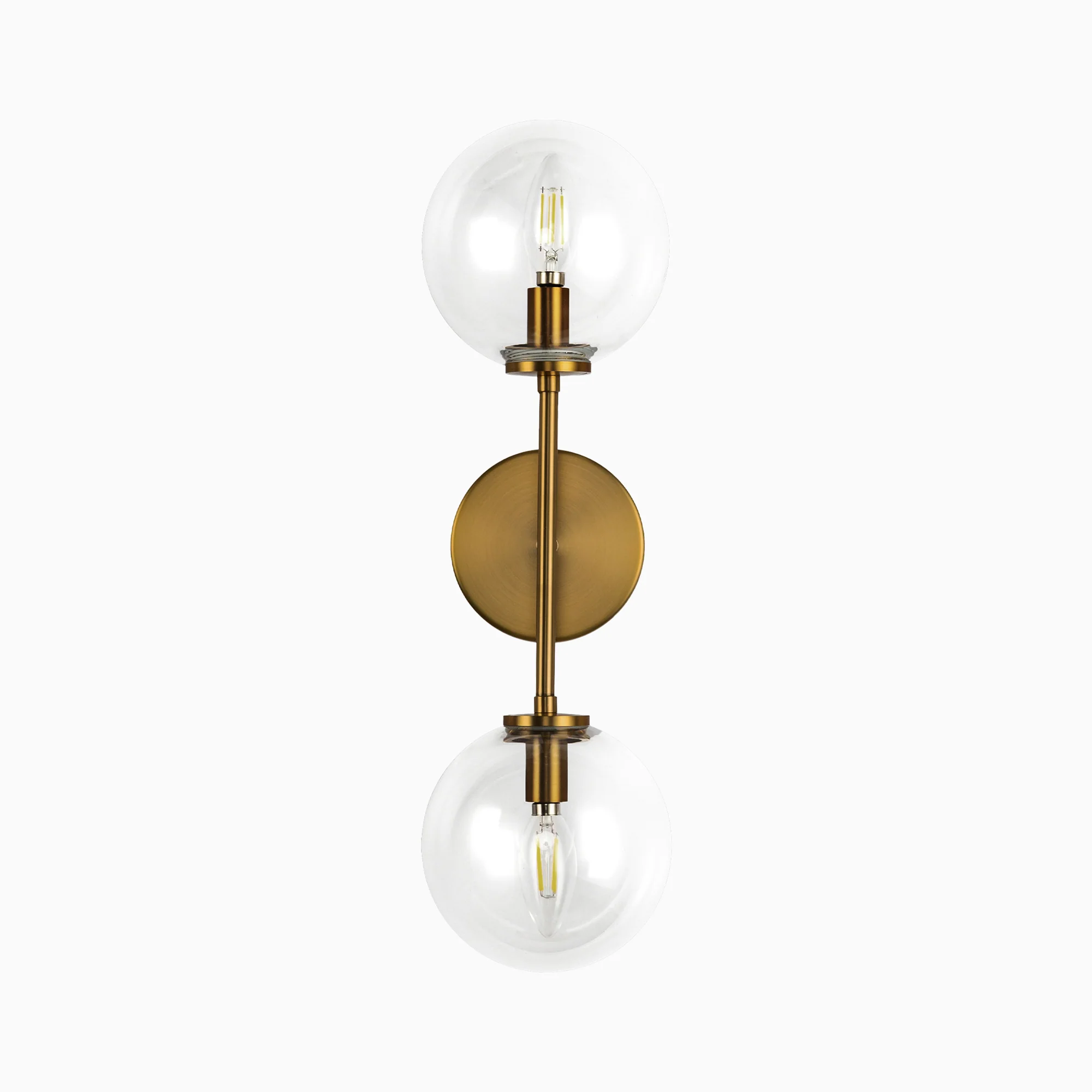 Hailey 20" 2 Lights Wall/Vanity Light in Aged Gold/Clear Glass - Image 4