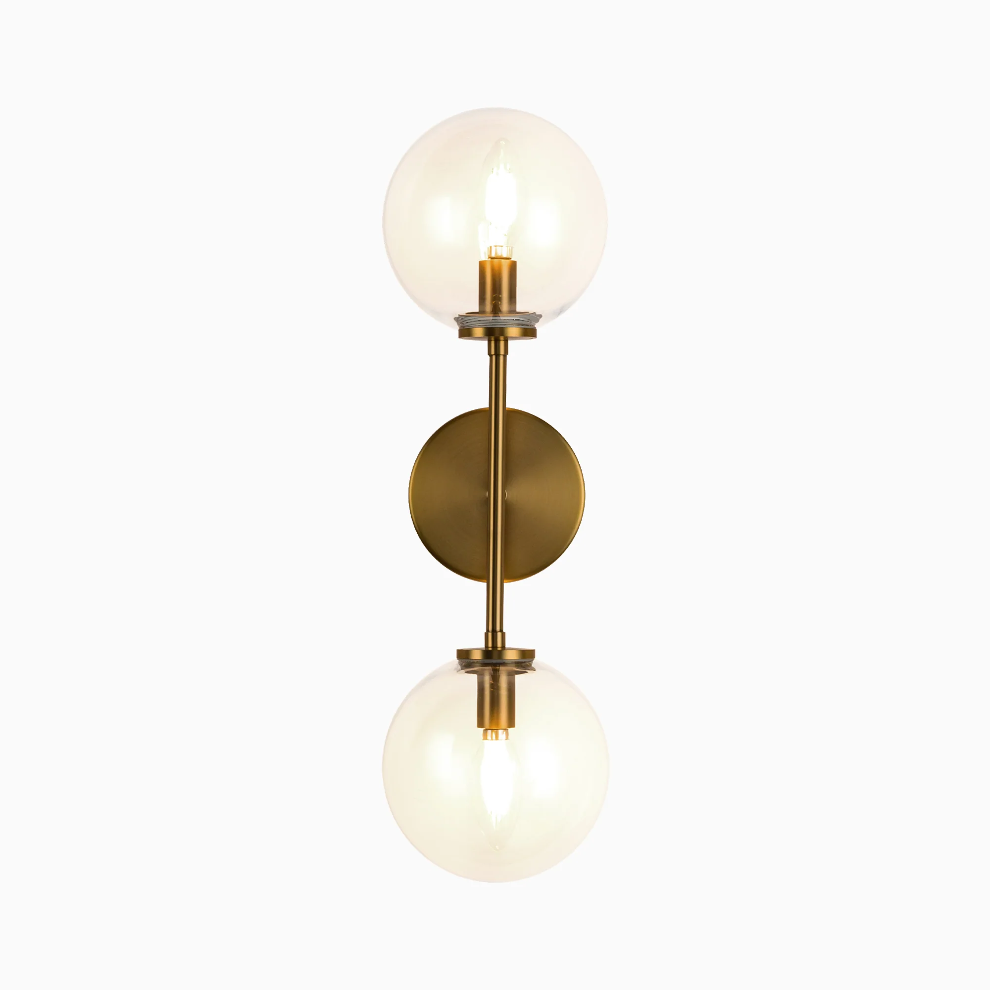 Hailey 20" 2 Lights Wall/Vanity Light in Aged Gold/Clear Glass - Image 5