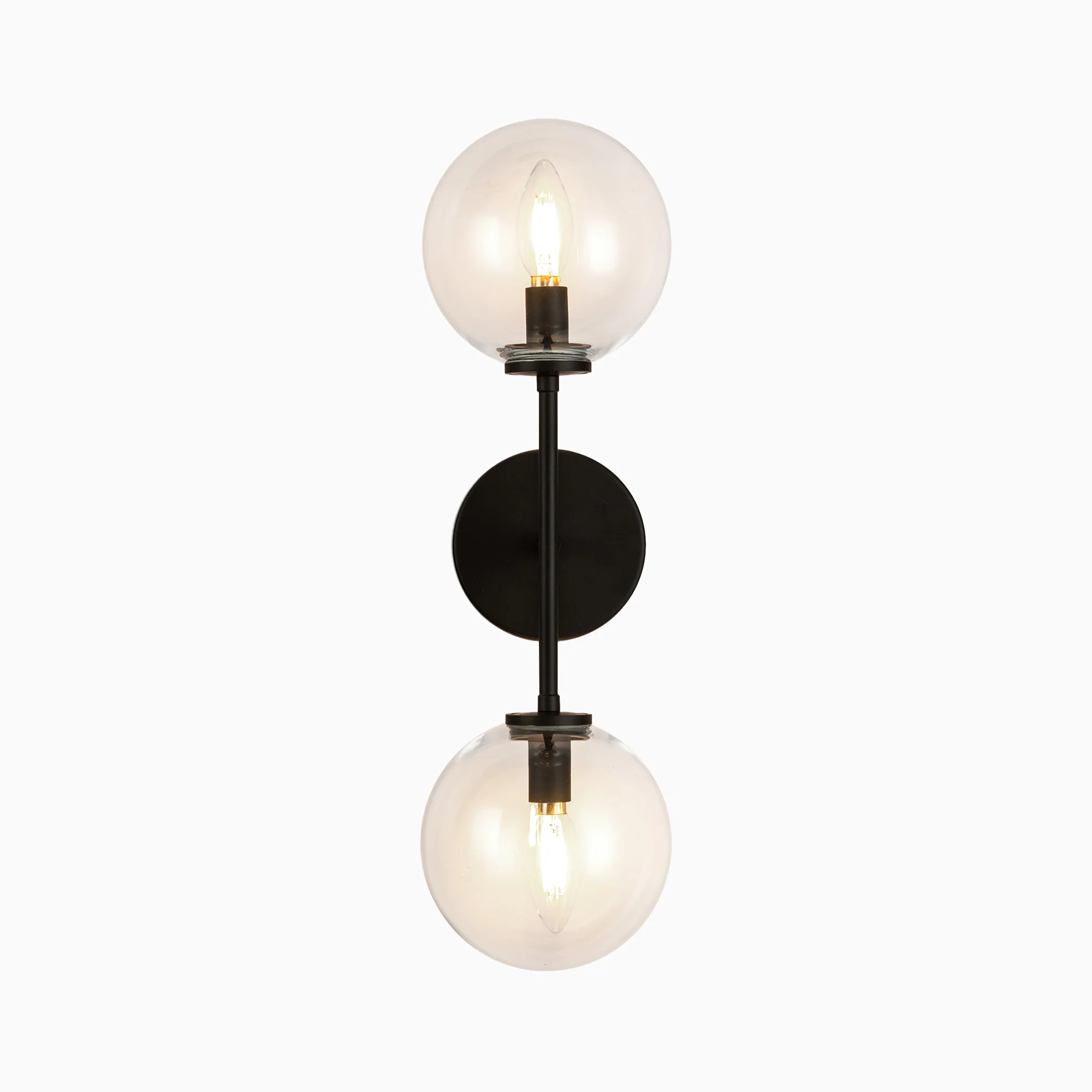 Hailey 20" 2 Lights Wall/Vanity Light in Matte Black/Clear Glass - Image 4