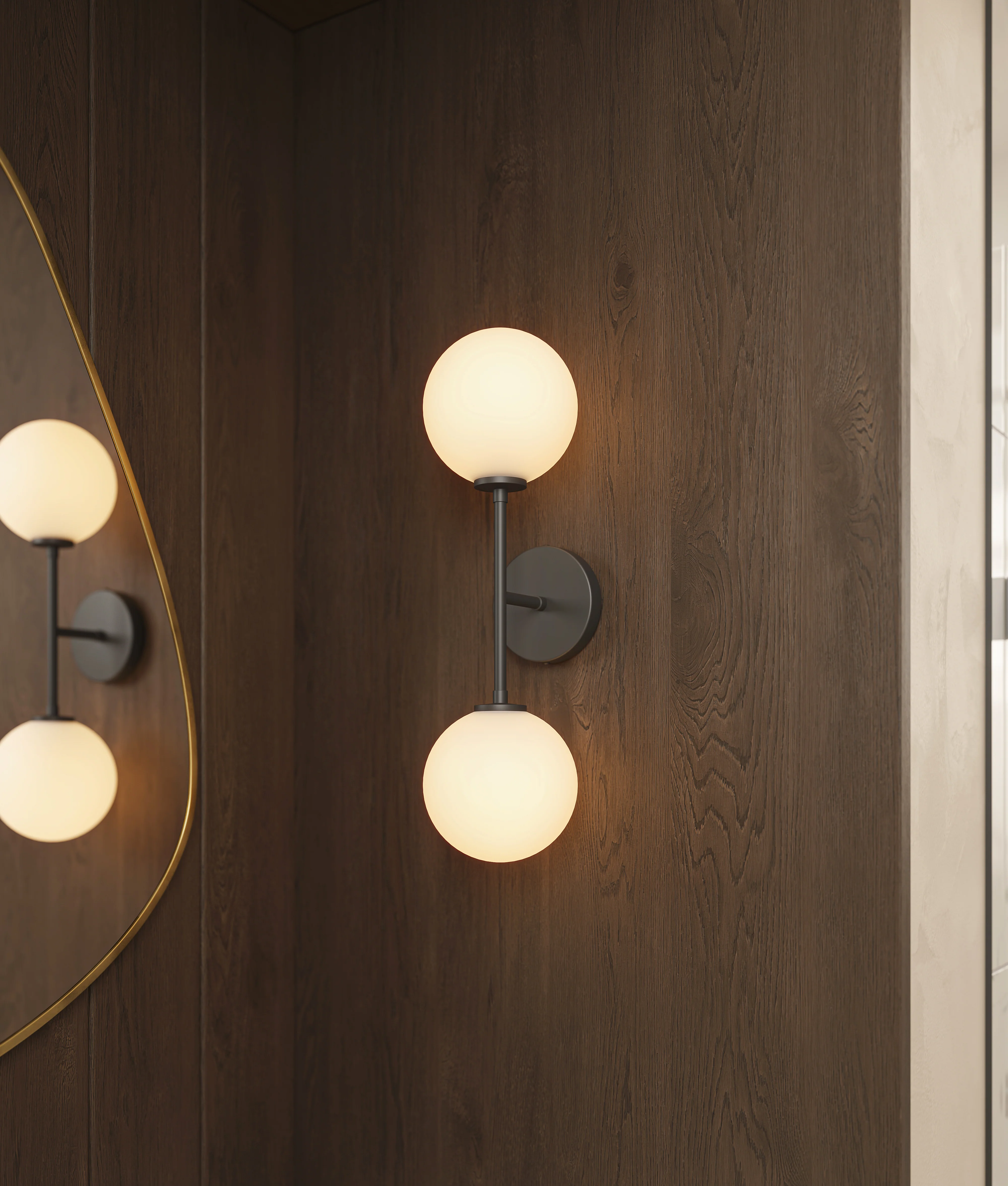 Hailey 20" 2 Lights Wall/Vanity Light in Matte Black/Opal Matte Glass - Image 2