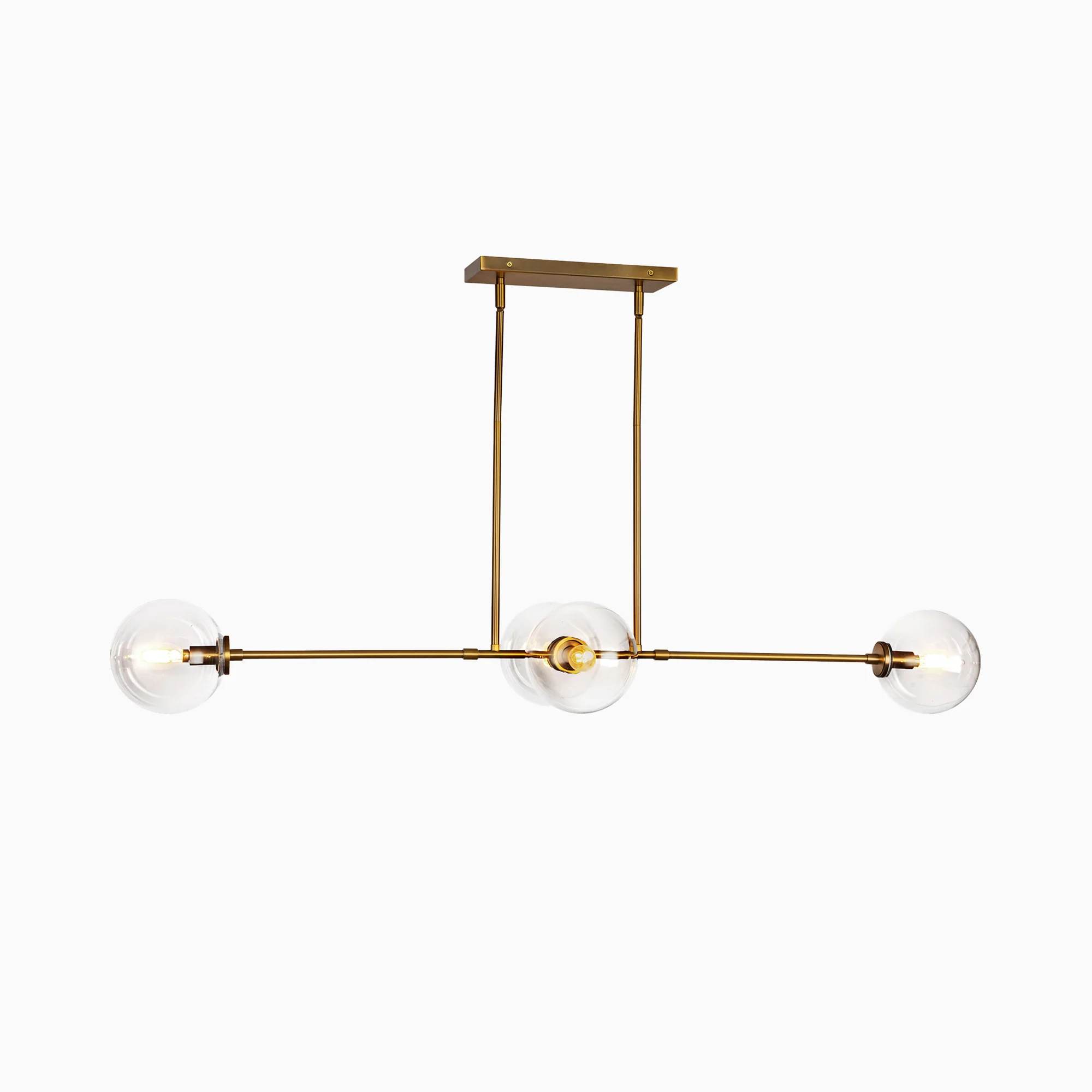 Hailey 48" 4 Lights Linear Pendant in Aged Gold/Clear Glass - Image 3