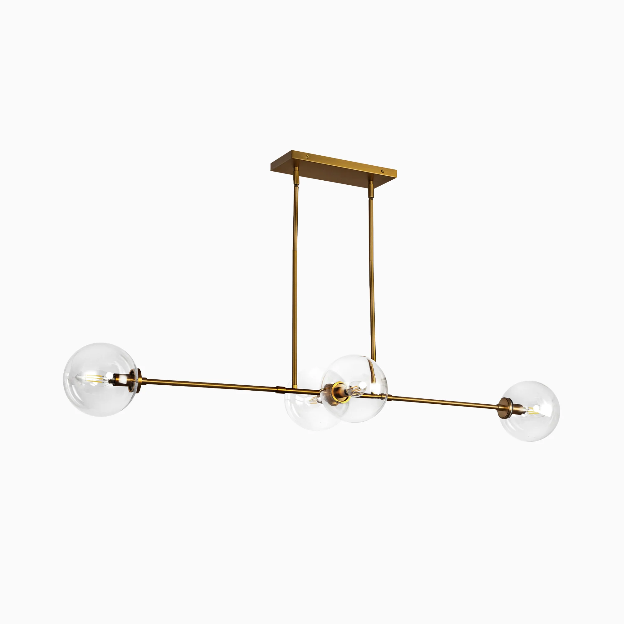 Hailey 48" 4 Lights Linear Pendant in Aged Gold/Clear Glass - Image 4