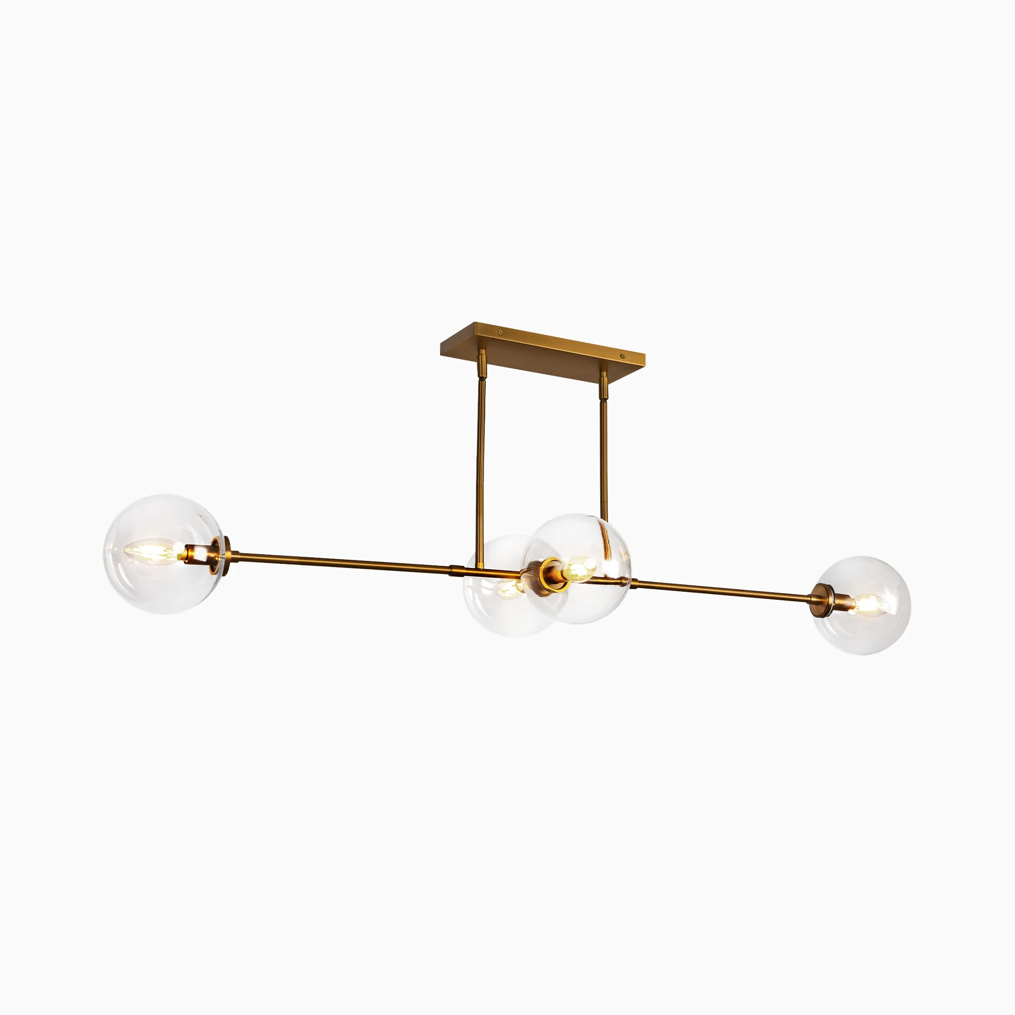 Hailey 48" 4 Lights Linear Pendant in Aged Gold/Clear Glass - Image 5