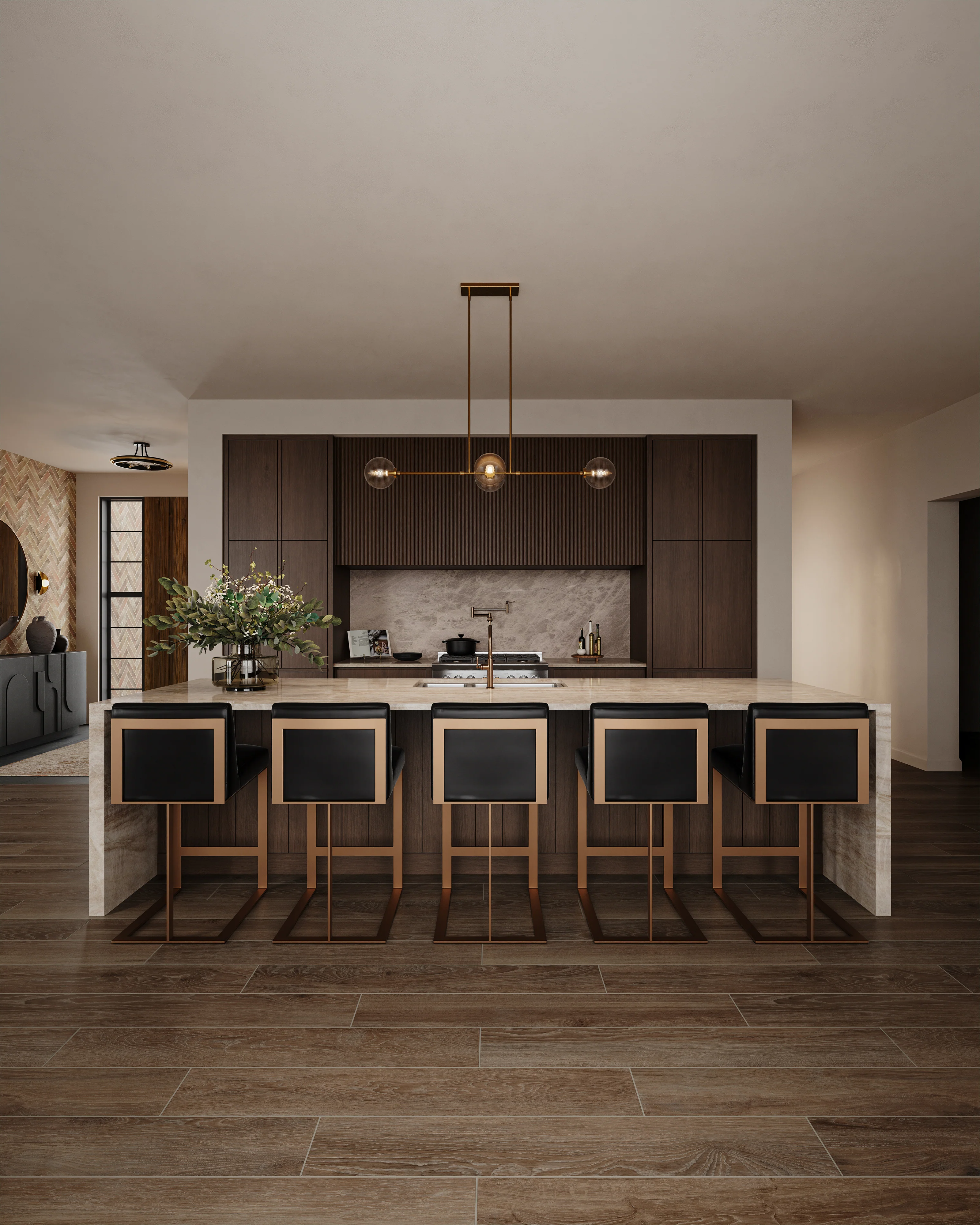 Hailey 48" 4 Lights Linear Pendant in Aged Gold/Clear Glass - Image 7