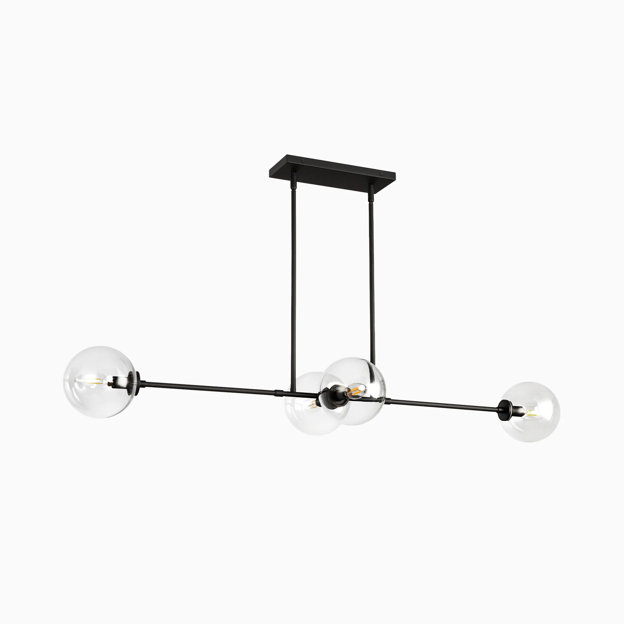 Hailey 48" 4 Lights Linear Pendant in Matte Black/Clear Glass - Image 3