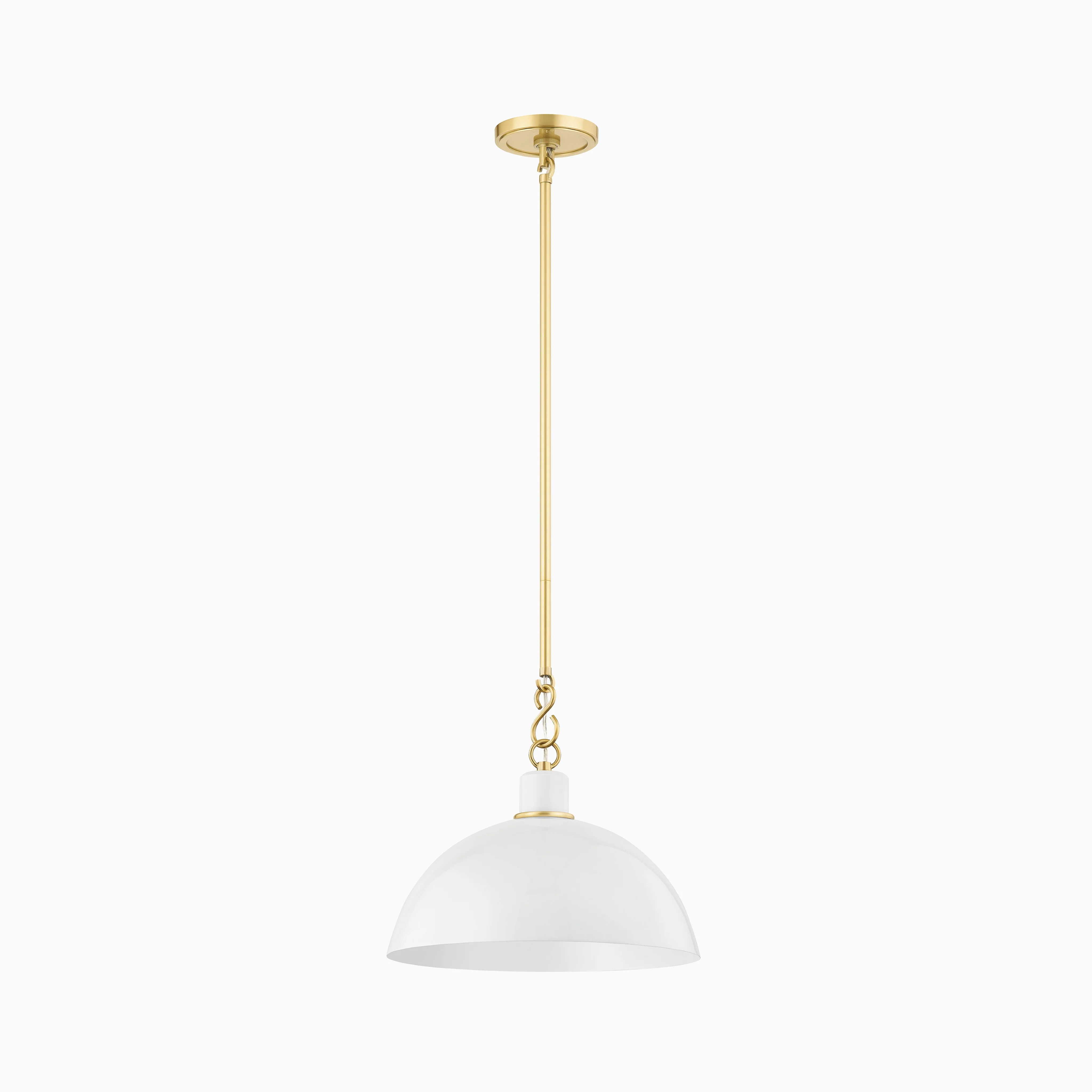 Halsey 13" Pendant in White & Aged Brass - Image 3