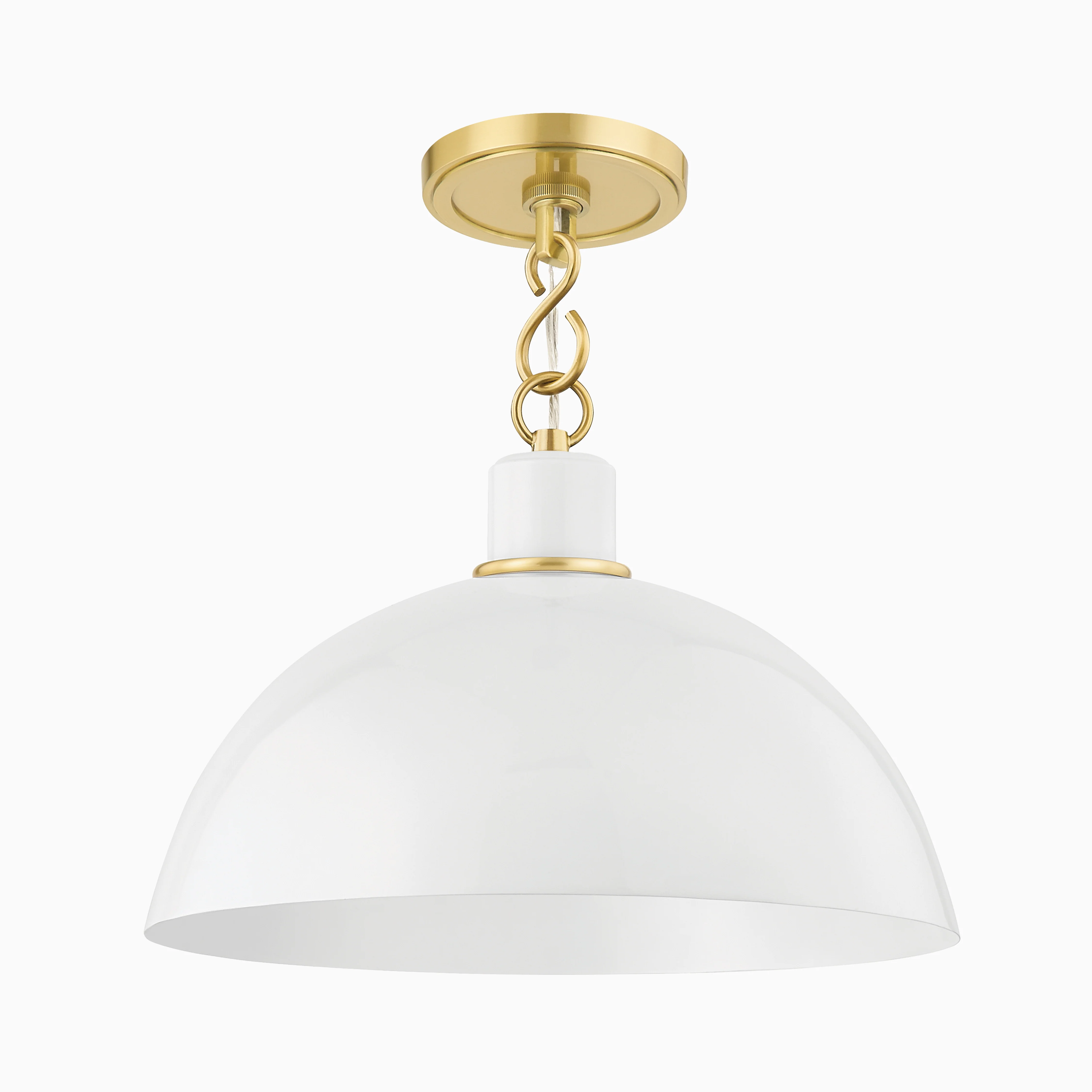 Halsey 13" Pendant in White & Aged Brass - Image 4