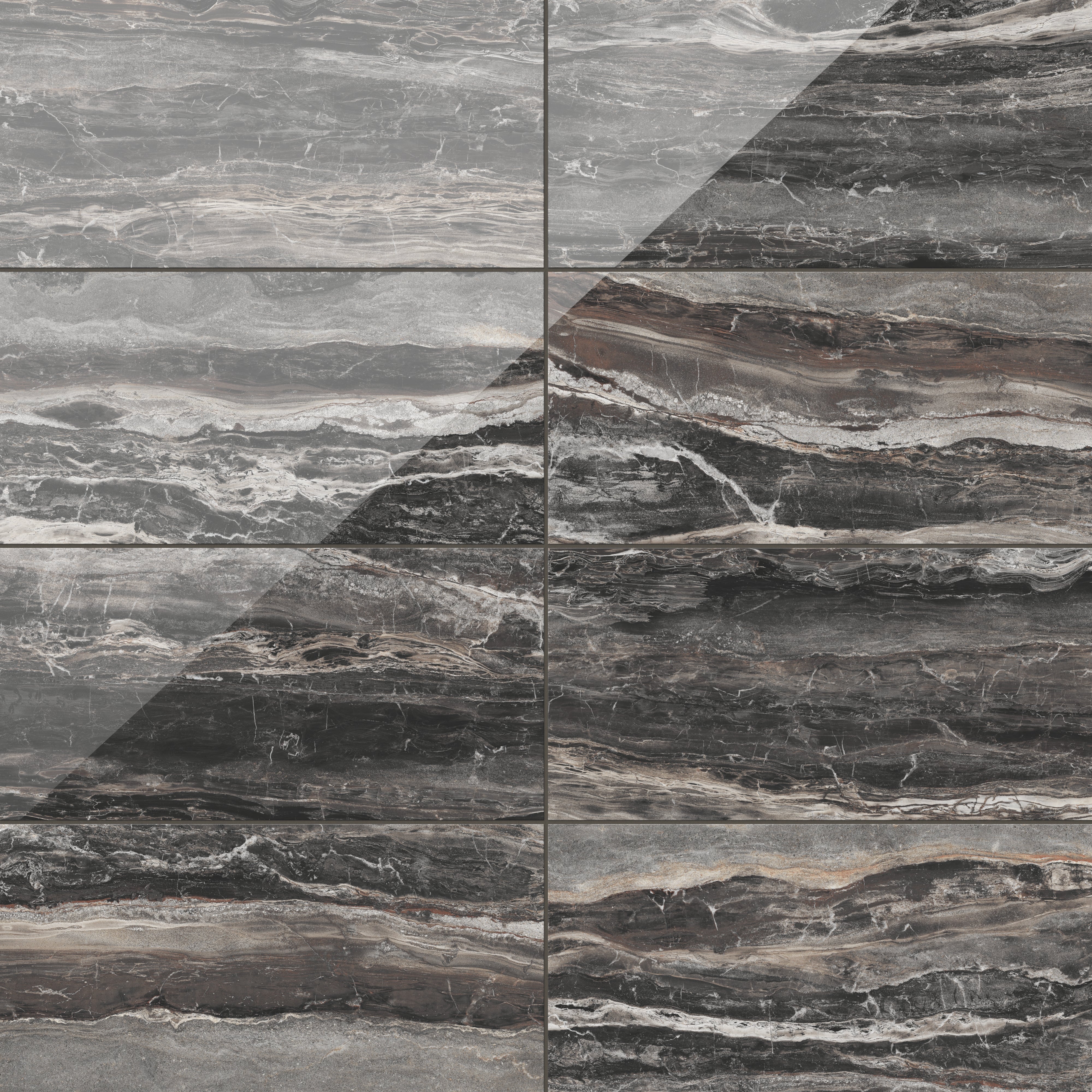 Harley 12x24 Polished Porcelain Tile in Graphite