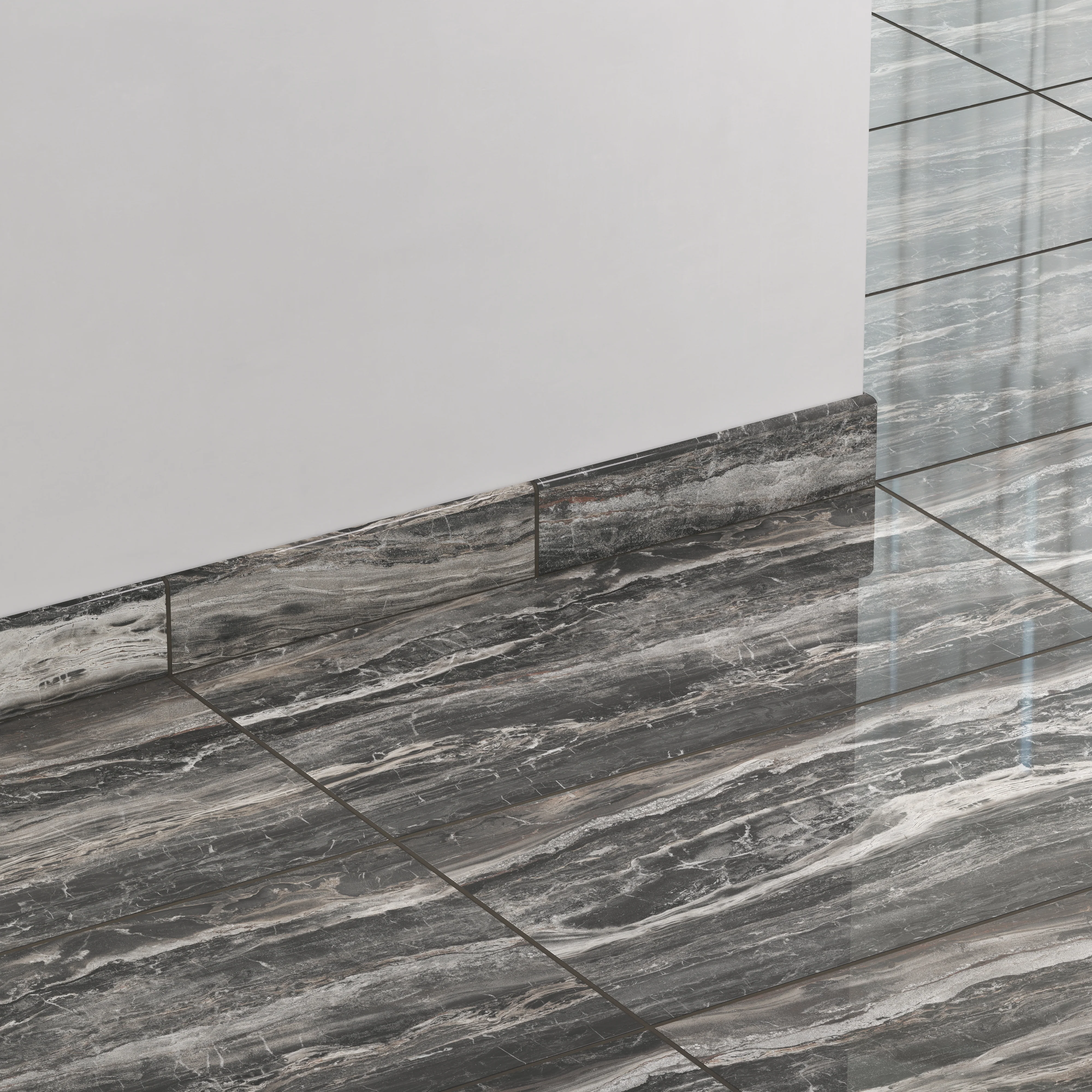 Harley 3x12 Polished Porcelain Bullnose Tile in Graphite - Image 3