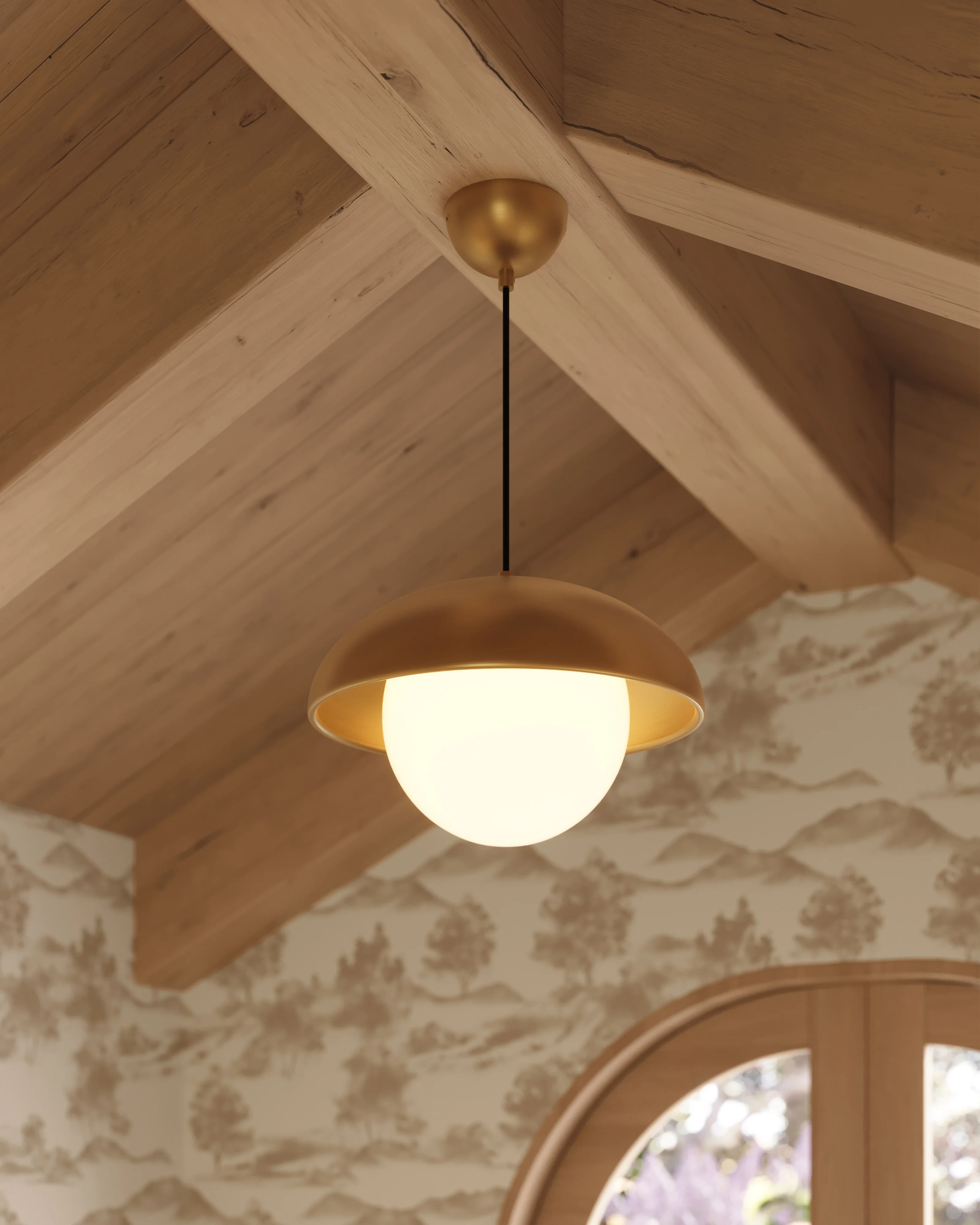 Harriet 16" 1 Light Pendant in Aged Gold/Opal Matte Glass - Image 2
