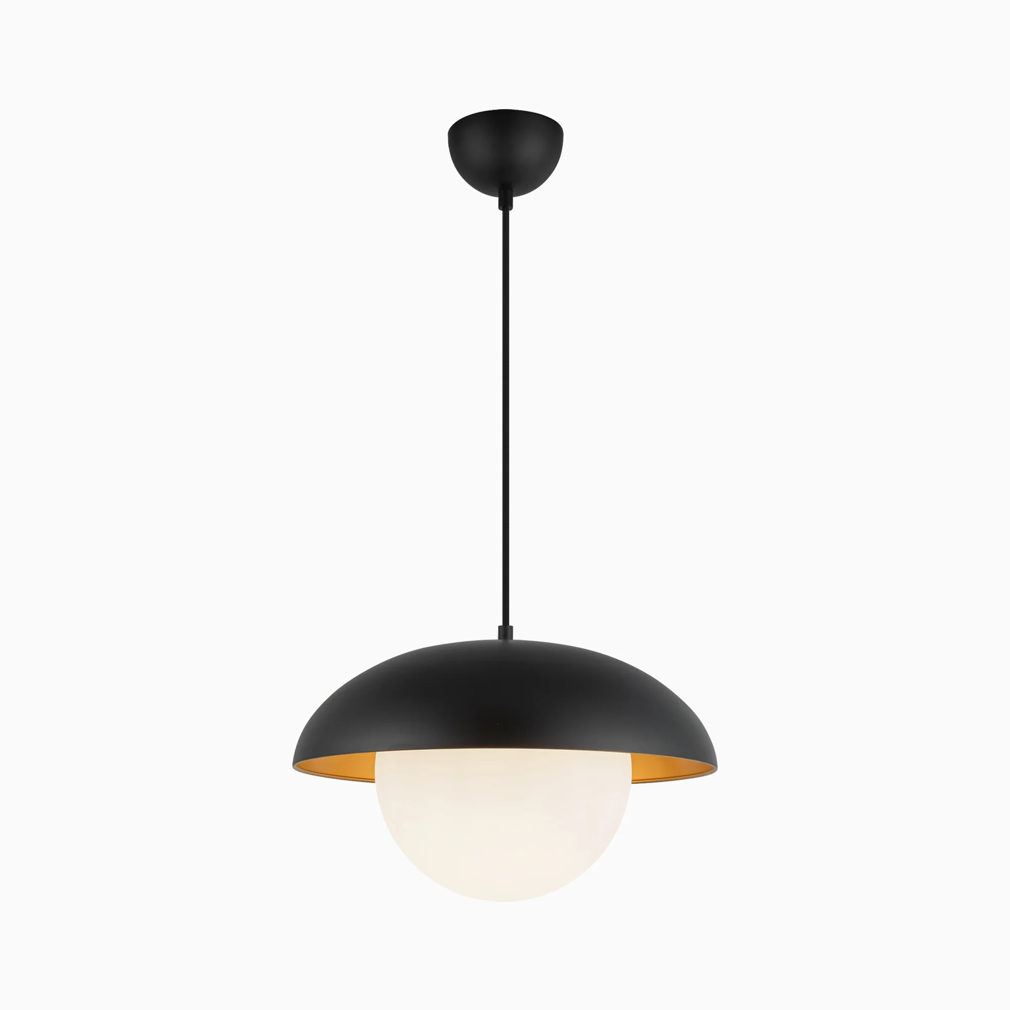 Harriet 16" 1 Light Pendant in Matte Black/Opal Matte Glass - Image 2